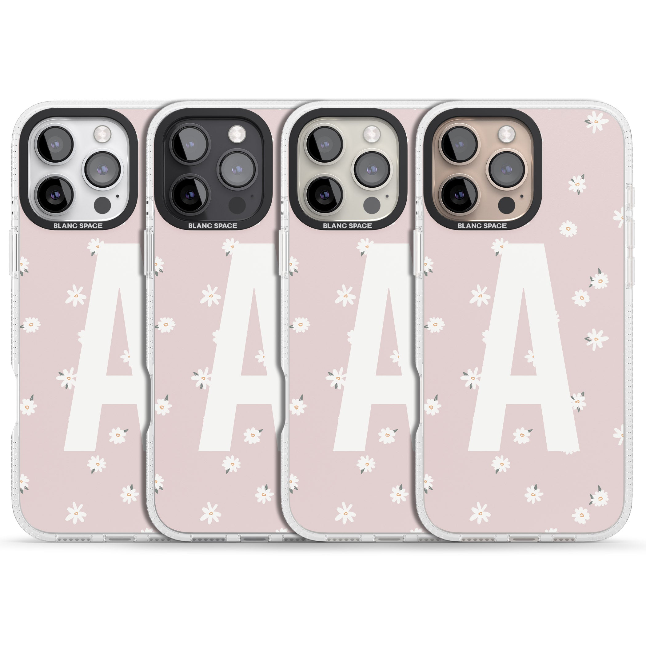 Personalised Pink Daisy Personalised iPhone 16 Pro Max / 16 Pro Clear Case Impact Air - Blanc Space