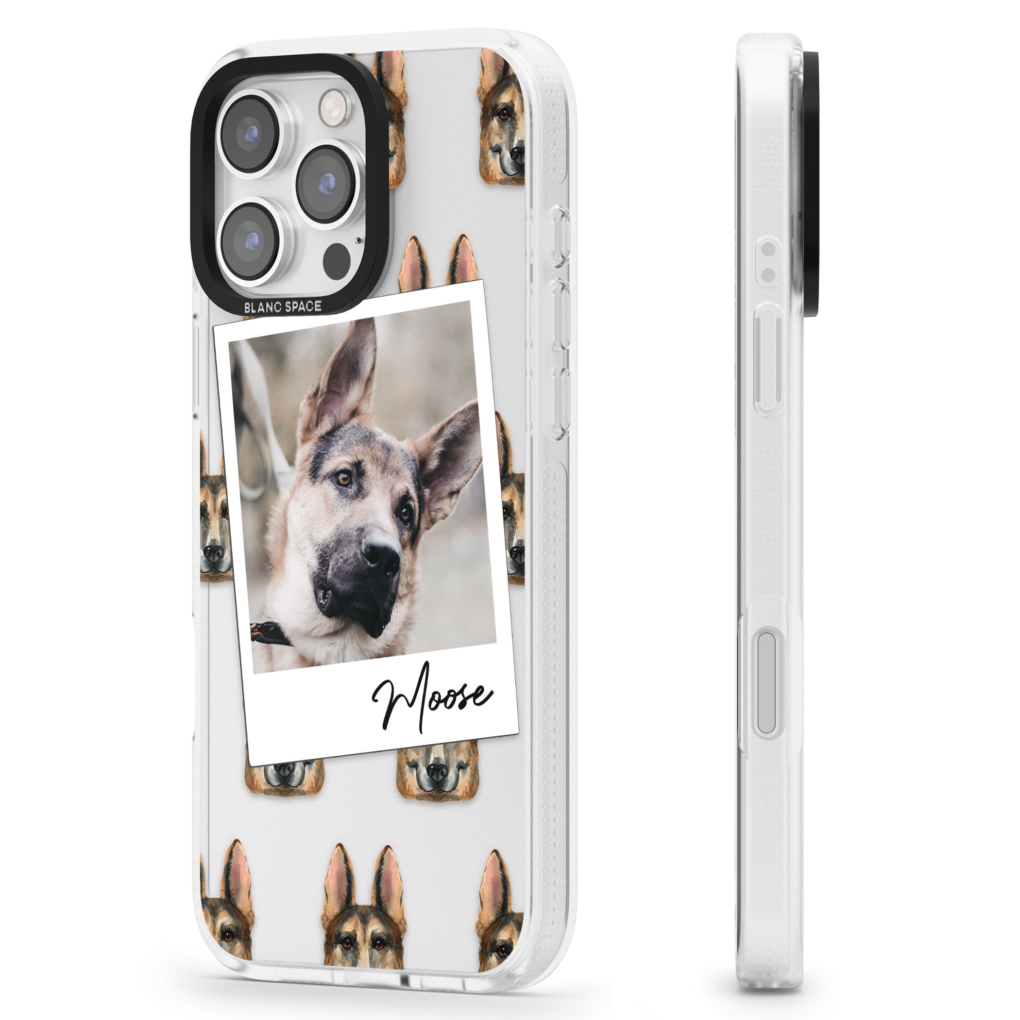 Personalised German Shepherd - Dog Photo iPhone 16 Pro Max / 16 Pro Clear Case Impact Air - Blanc Space