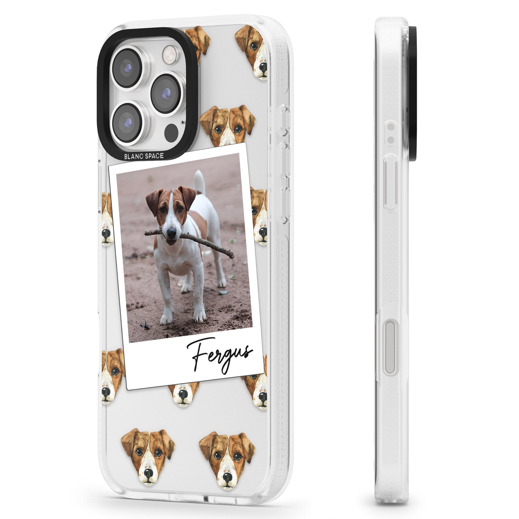 Personalised Jack Russell - Dog Photo iPhone 16 Pro Max / 16 Pro Clear Case Impact Air - Blanc Space