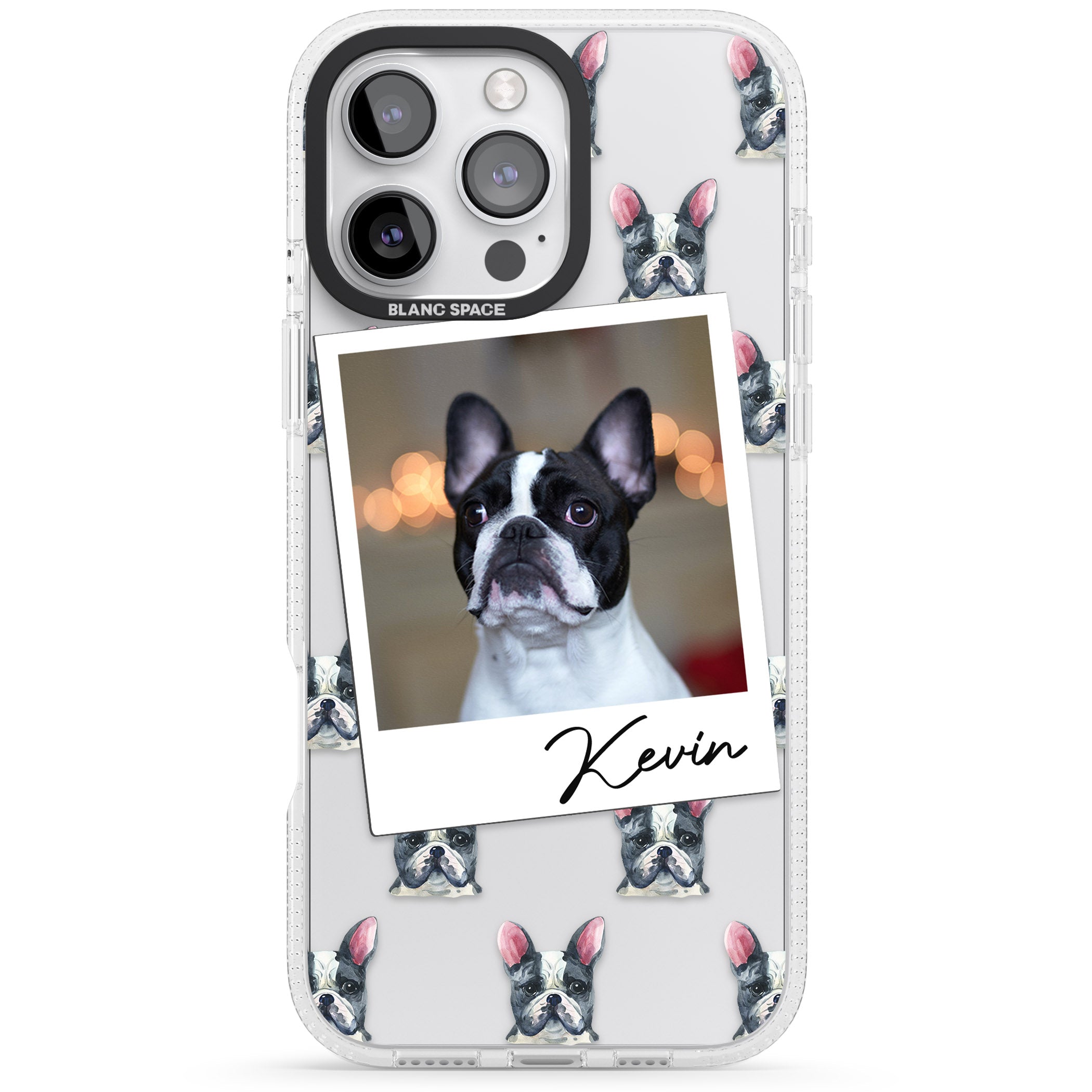 Personalised French Bulldog, Black & White - Dog Photo iPhone 16 Pro Max / 16 Pro Clear Case Impact Air - Blanc Space