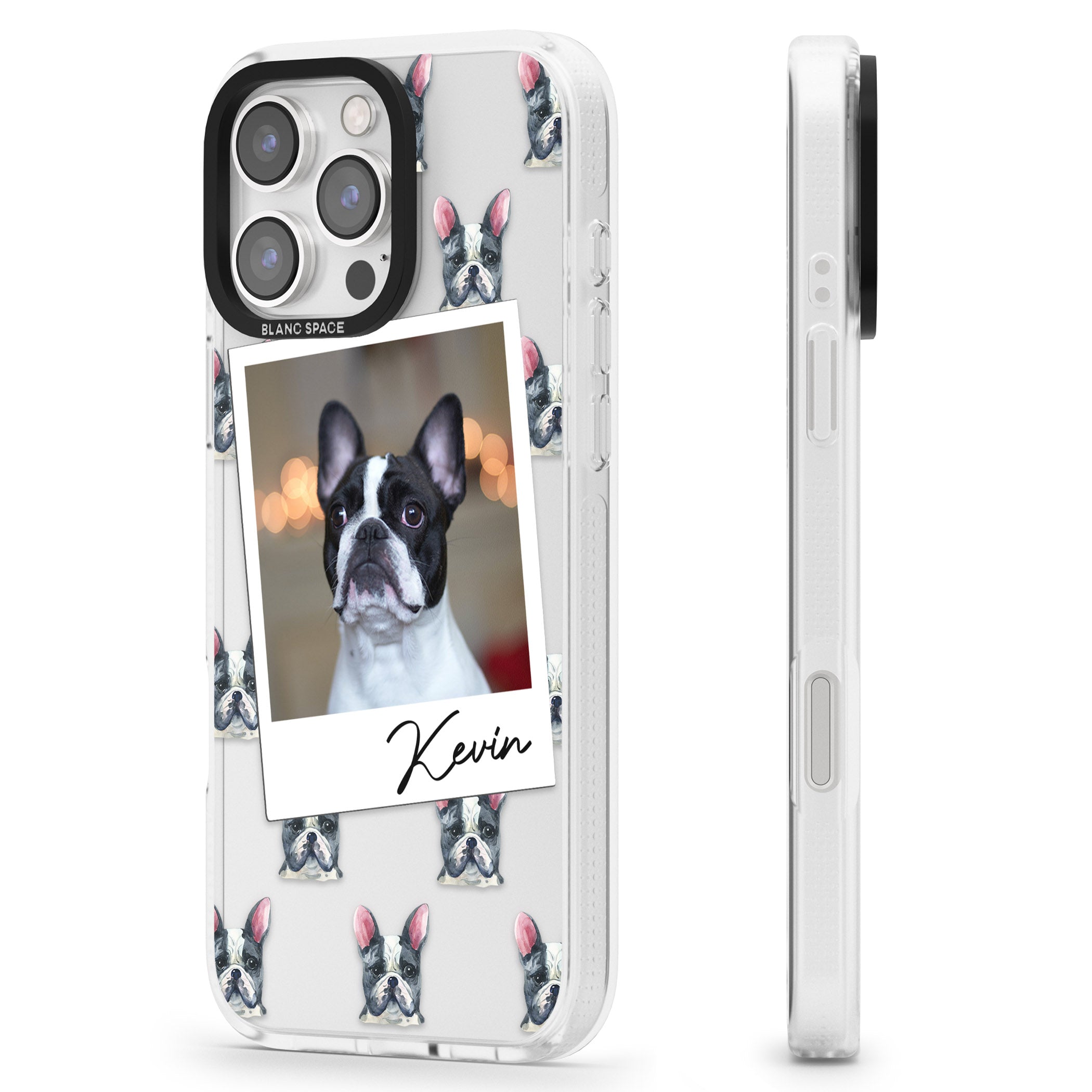 Personalised French Bulldog, Black & White - Dog Photo iPhone 16 Pro Max / 16 Pro Clear Case Impact Air - Blanc Space