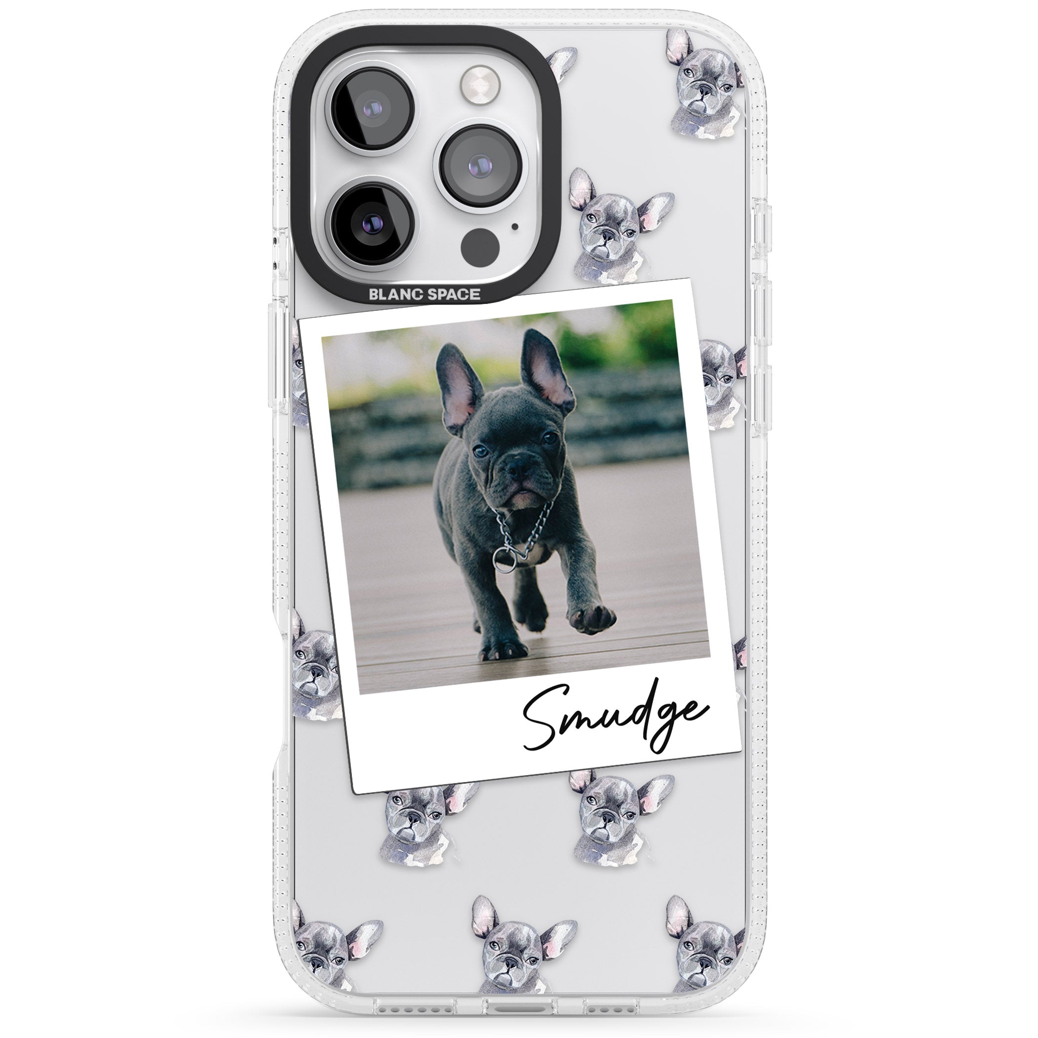 Personalised French Bulldog, Grey - Dog Photo iPhone 16 Pro Max / 16 Pro Clear Case Impact Air - Blanc Space