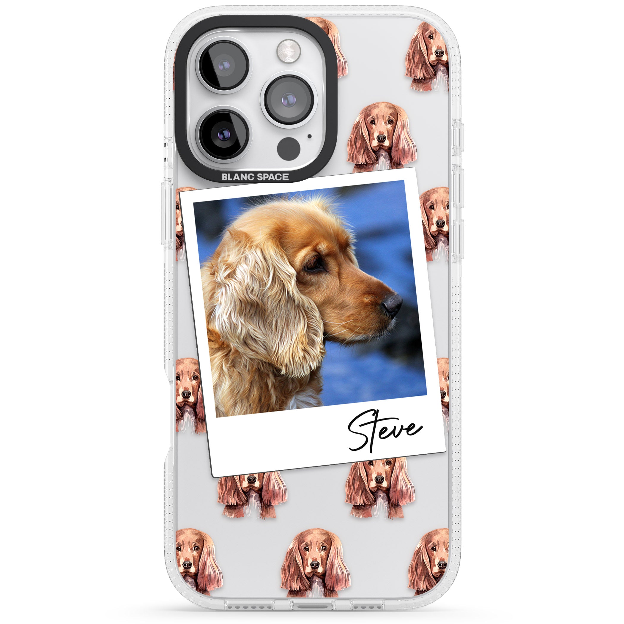 Personalised Cocker Spaniel - Dog Photo iPhone 16 Pro Max / 16 Pro Clear Case Impact Air - Blanc Space