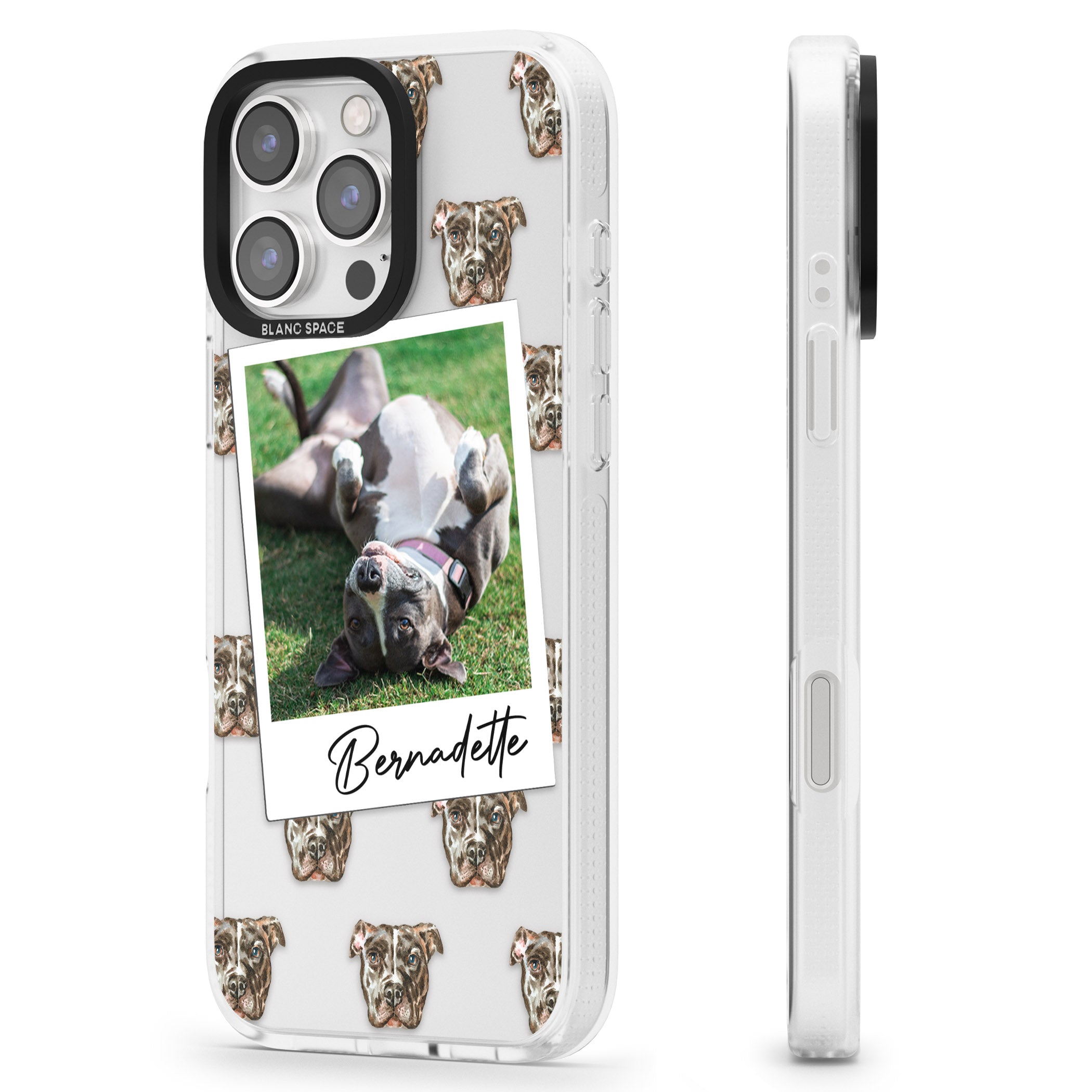 Personalised Staffordshire Bull Terrier - Dog Photo iPhone 16 Pro Max / 16 Pro Clear Case Impact Air - Blanc Space