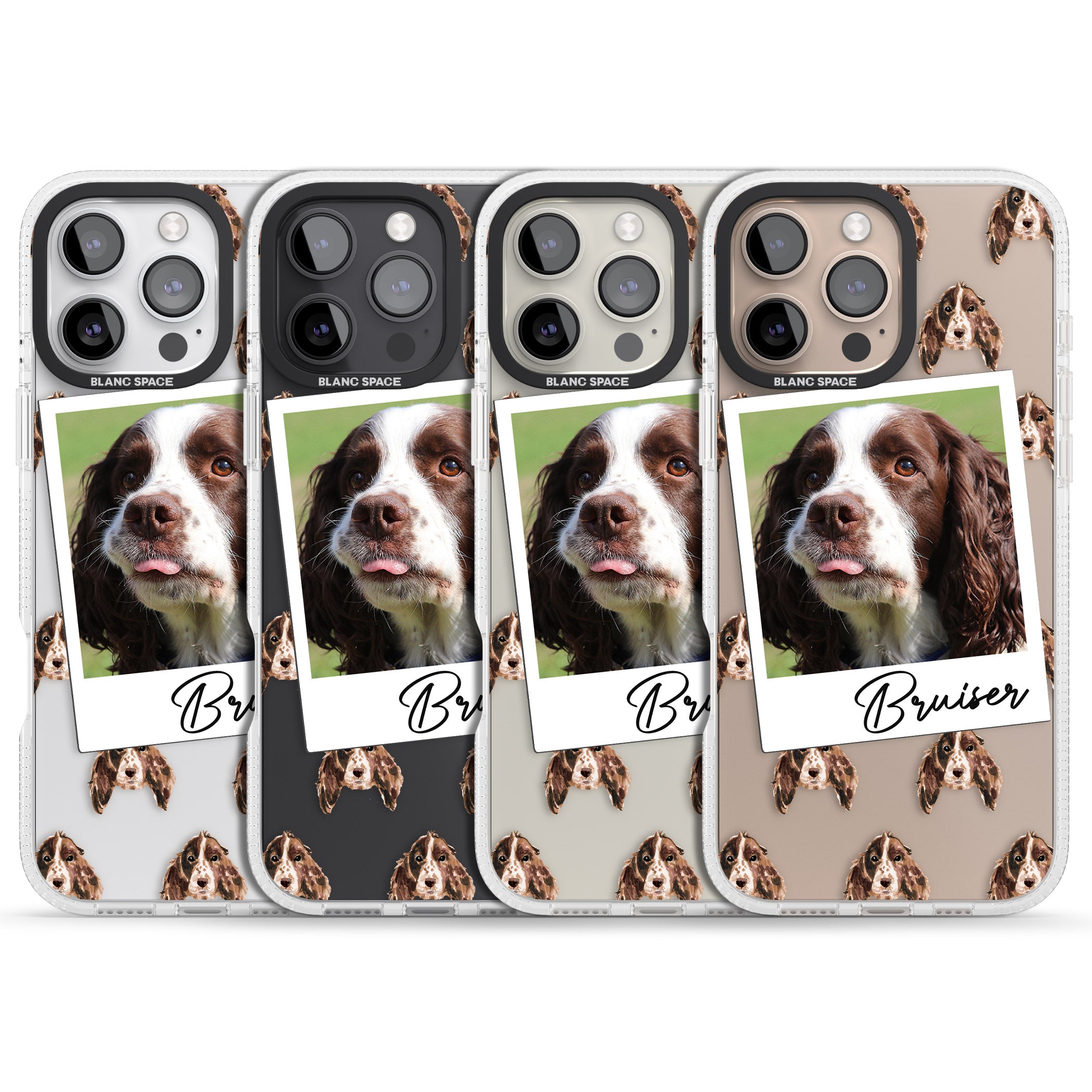 Personalised Springer Spaniel - Dog Photo iPhone 16 Pro Max / 16 Pro Clear Case Impact Air - Blanc Space