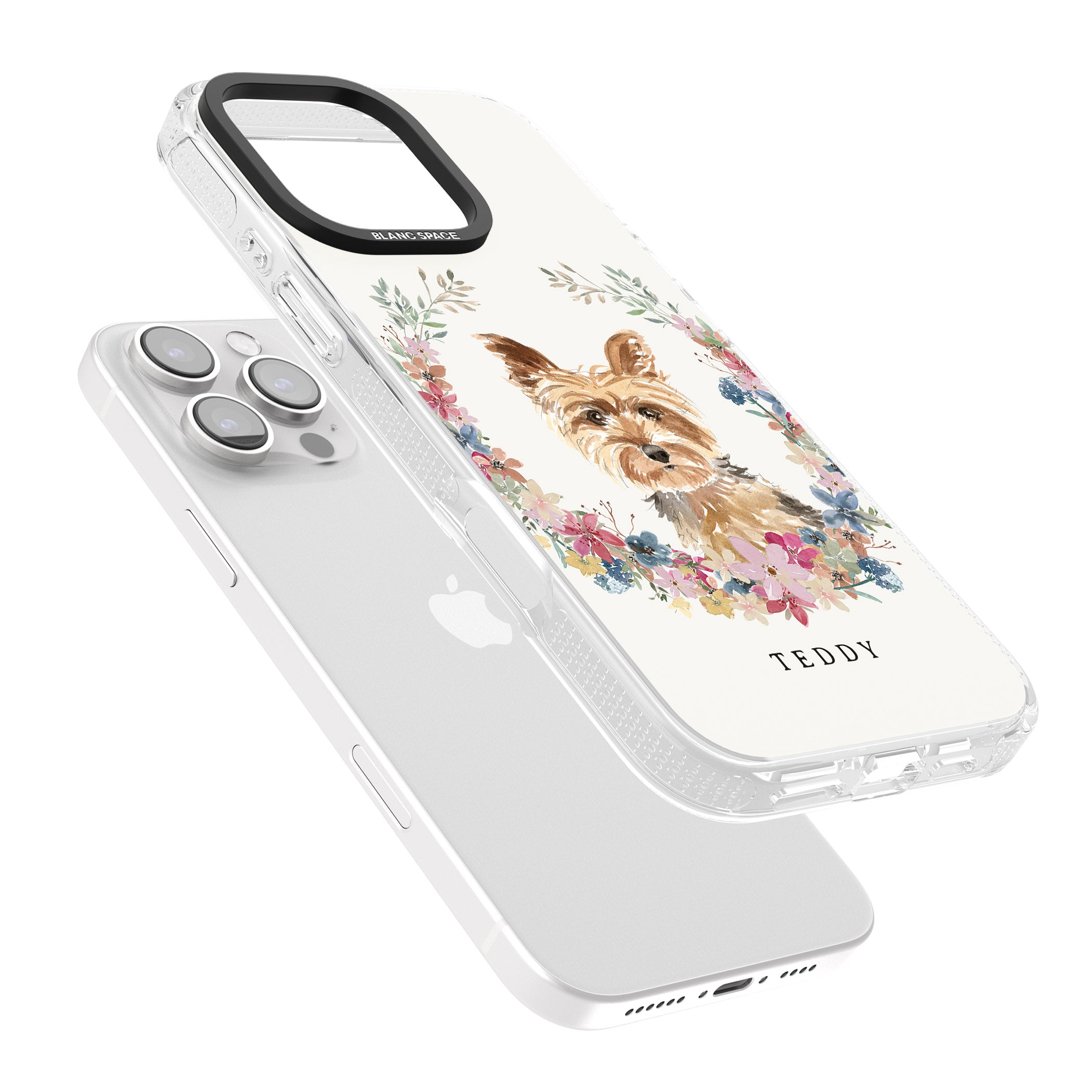 Personalised Yorkshire Terrier - Watercolour Dog Portrait iPhone 16 Pro Max / 16 Pro Clear Case Impact Air - Blanc Space