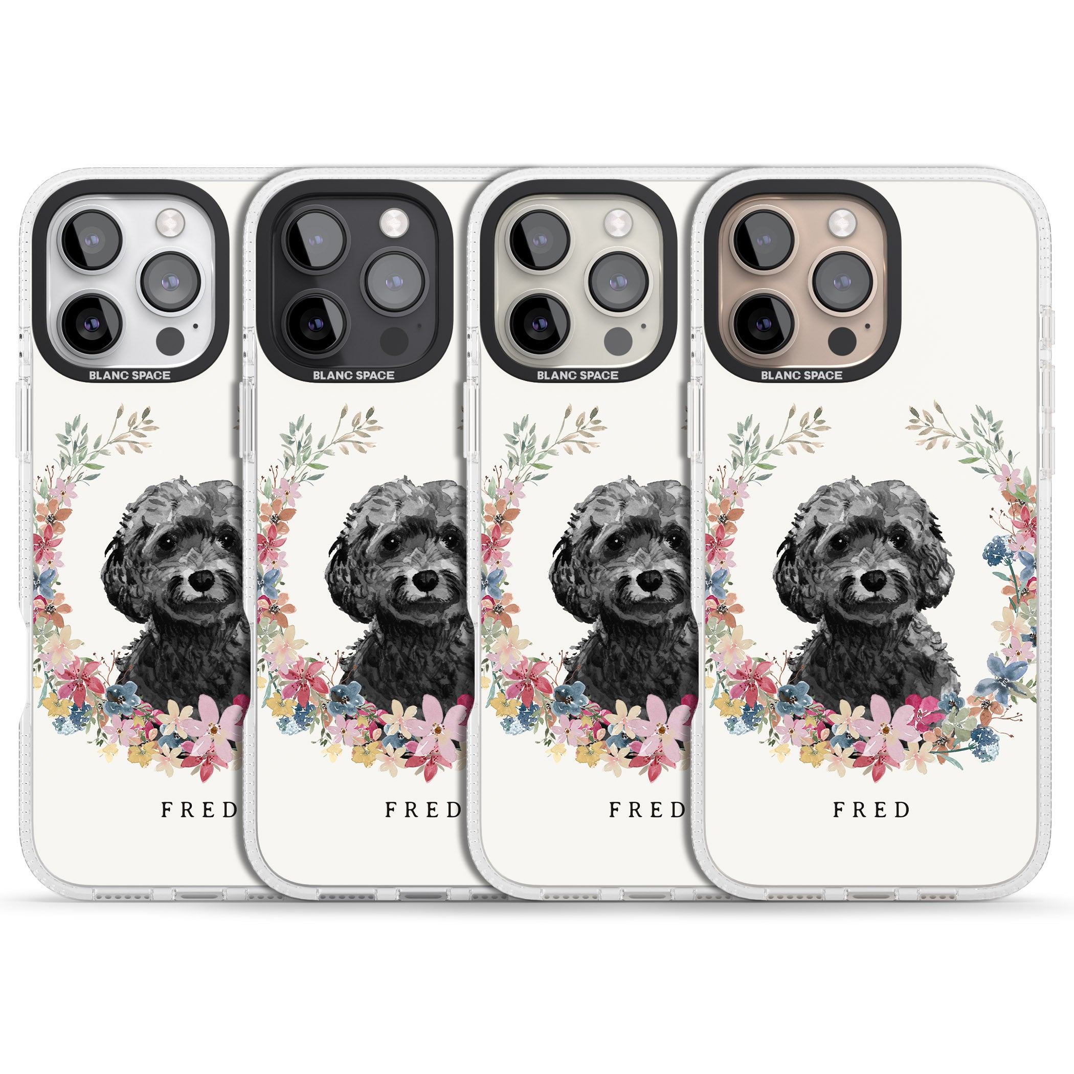 Personalised Black Cockapoo - Watercolour Dog Portrait iPhone 16 Pro Max / 16 Pro Clear Case Impact Air - Blanc Space