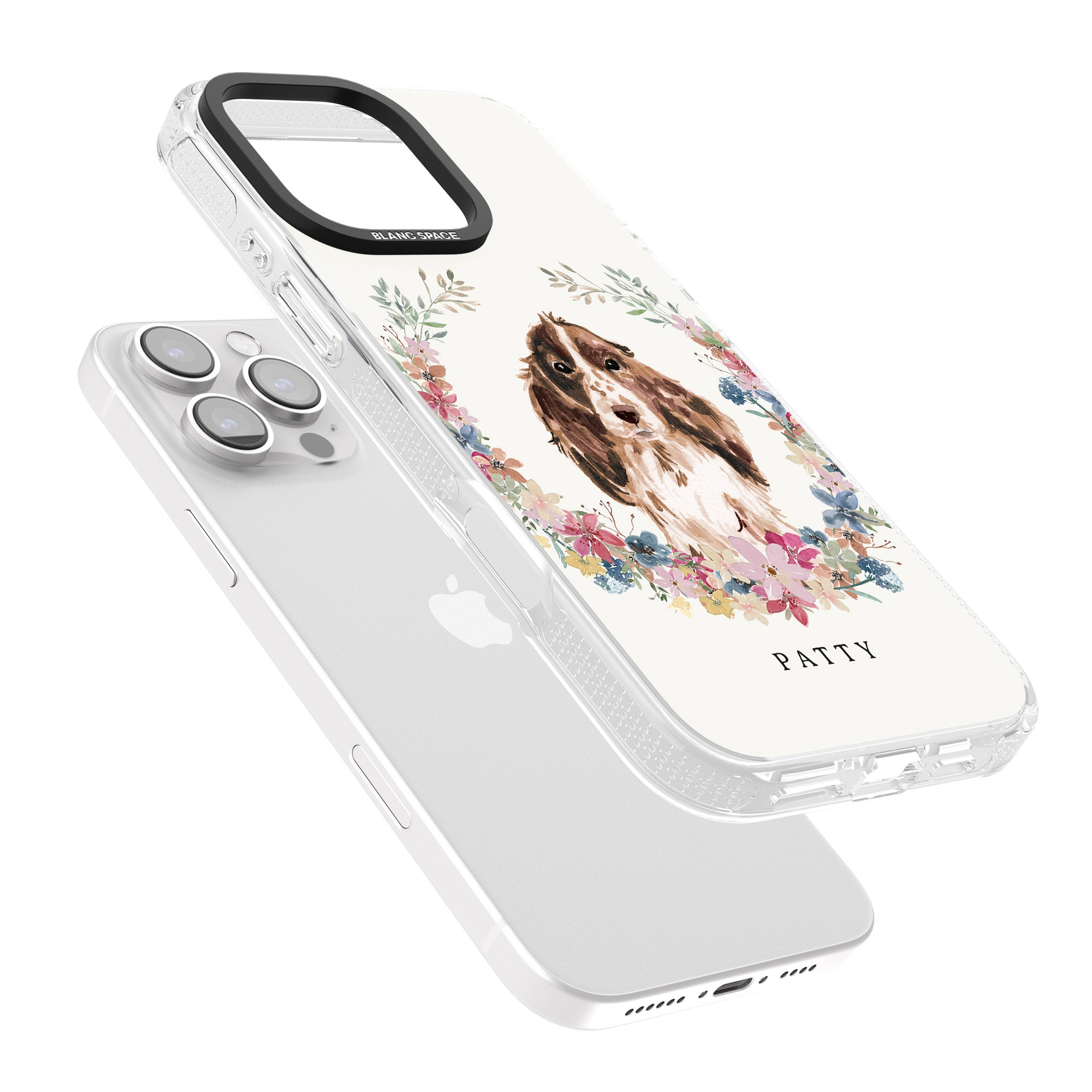 Personalised Brown Cocker Spaniel - Watercolour Dog Portrait iPhone 16 Pro Max / 16 Pro Clear Case Impact Air - Blanc Space