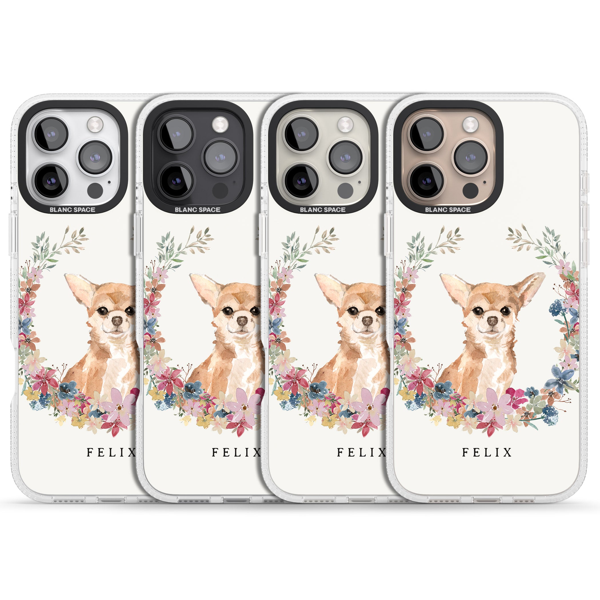 Personalised Chihuahua - Watercolour Dog Portrait iPhone 16 Pro Max / 16 Pro Clear Case Impact Air - Blanc Space