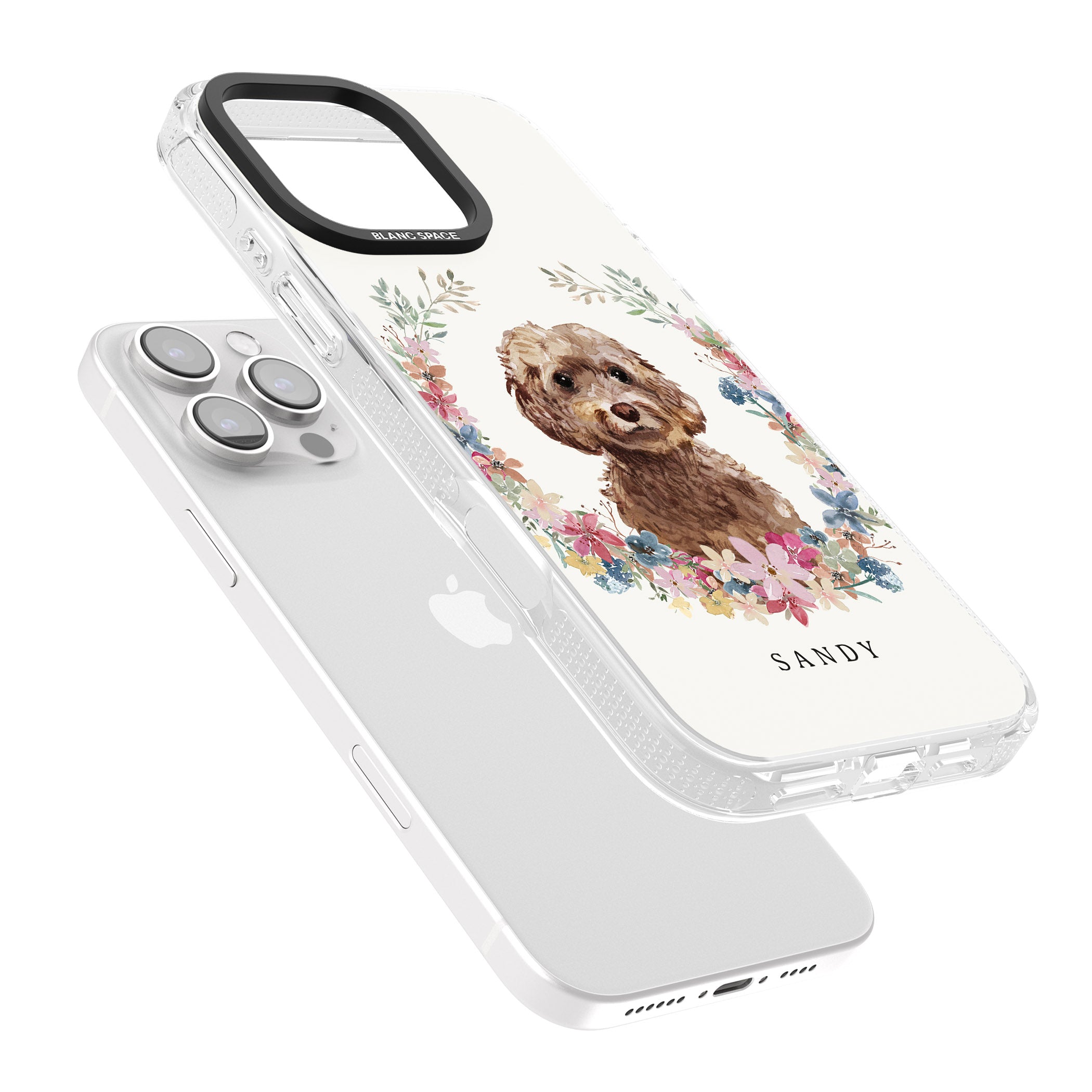 Personalised Brown Cockapoo - Watercolour Dog Portrait iPhone 16 Pro Max / 16 Pro Clear Case Impact Air - Blanc Space