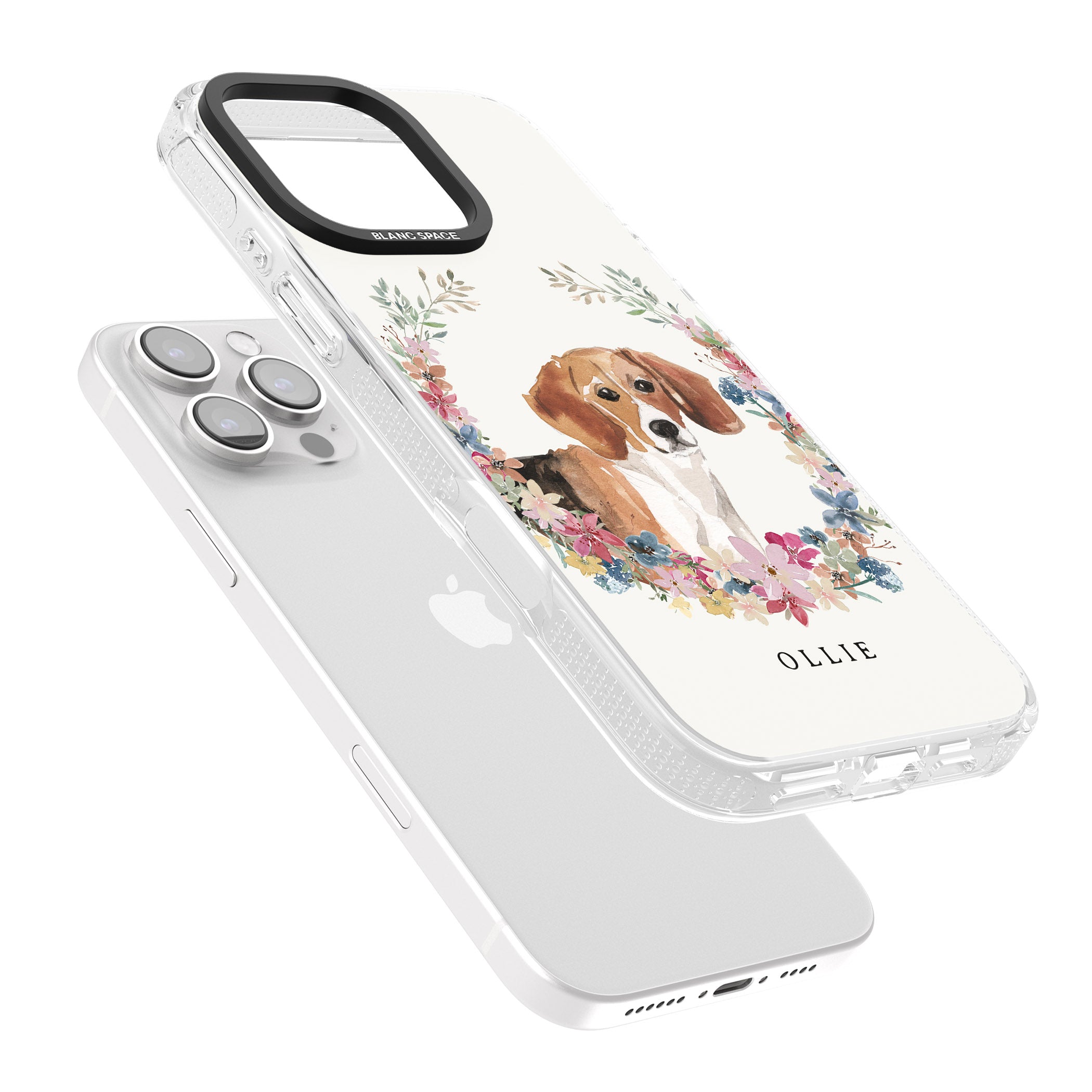 Personalised Beagle - Watercolour Dog Portrait iPhone 16 Pro Max / 16 Pro Clear Case Impact Air - Blanc Space