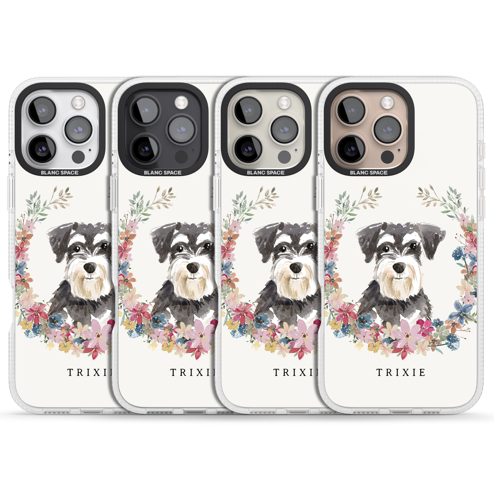 Personalised Miniature Schnauzer - Watercolour Dog Portrait iPhone 16 Pro Max / 16 Pro Clear Case Impact Air - Blanc Space