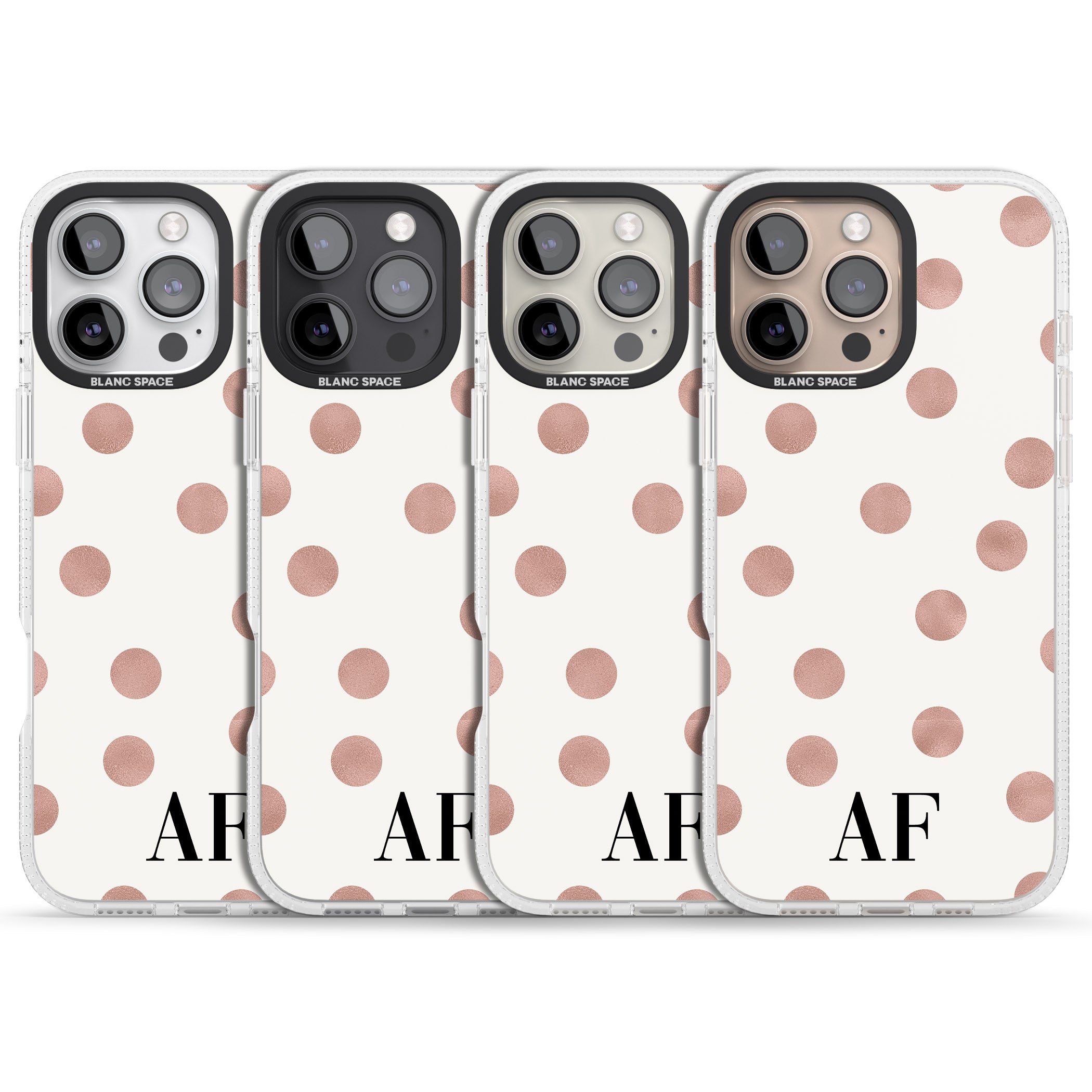 Personalised Initials & Dots iPhone 16 Pro Max / 16 Pro Clear Case Impact Air - Blanc Space