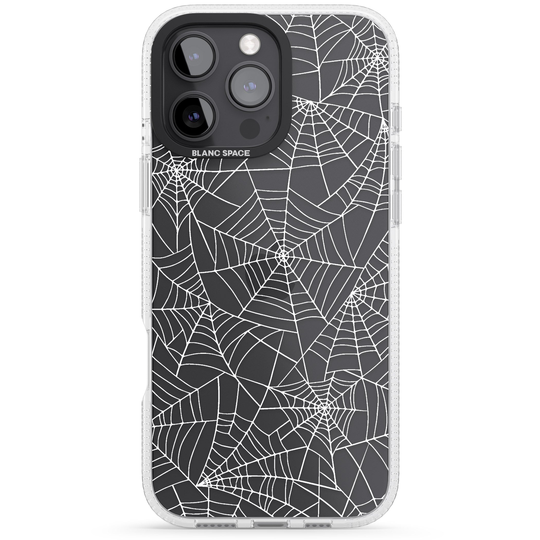 Personalised Spider Web Pattern iPhone 16 Pro Max / 16 Pro Clear Case Impact Air - Blanc Space