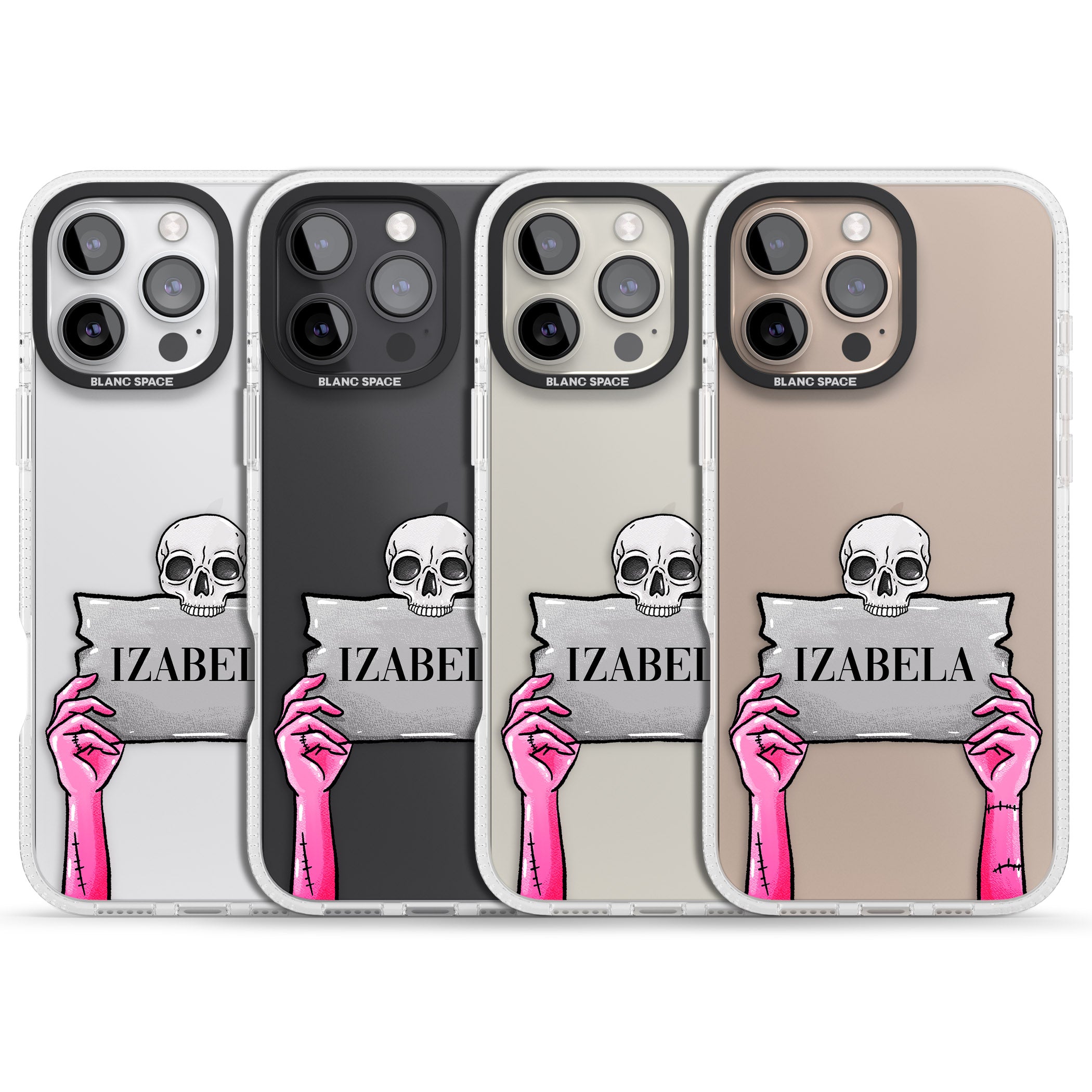 Personalised Grave Plaque iPhone 16 Pro Max / 16 Pro Clear Case Impact Air - Blanc Space