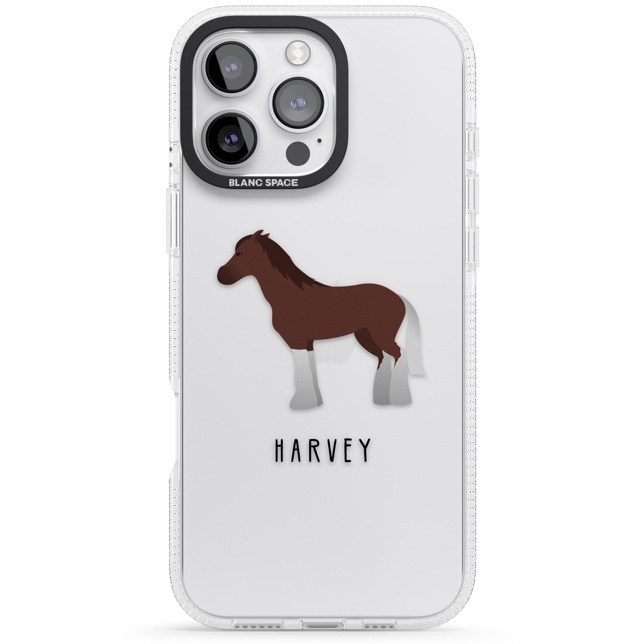 Personalised Brown Horse iPhone 16 Pro Max / 16 Pro Clear Case Impact Air - Blanc Space