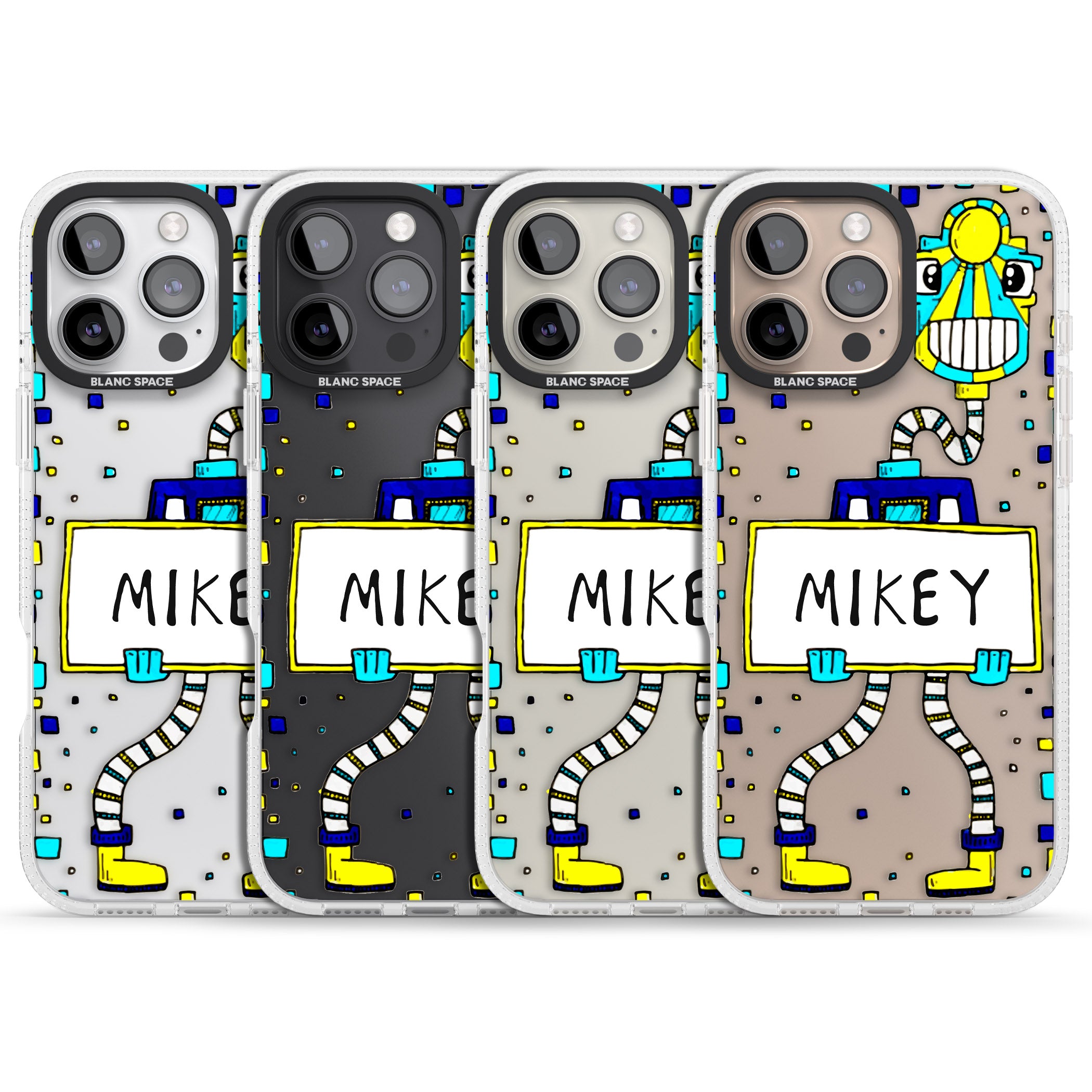 Personalised Tubes Guy iPhone 16 Pro Max / 16 Pro Clear Case Impact Air - Blanc Space