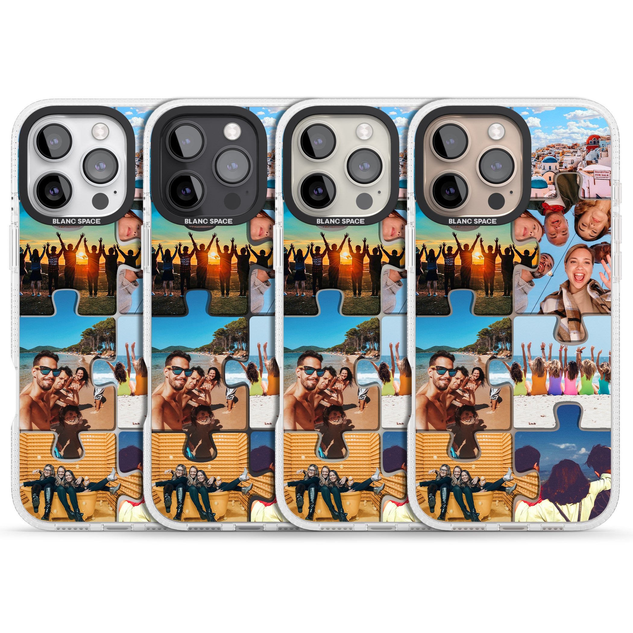 Personalised Jigsaw Photo Grid iPhone 16 Pro Max / 16 Pro Clear Case Impact Air - Blanc Space