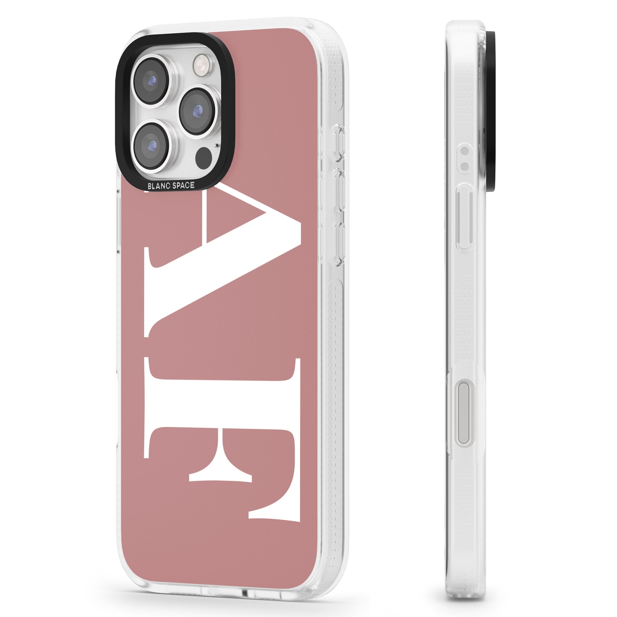 Personalised White & Rose Personalised iPhone 16 Pro Max / 16 Pro Clear Case Impact Air - Blanc Space