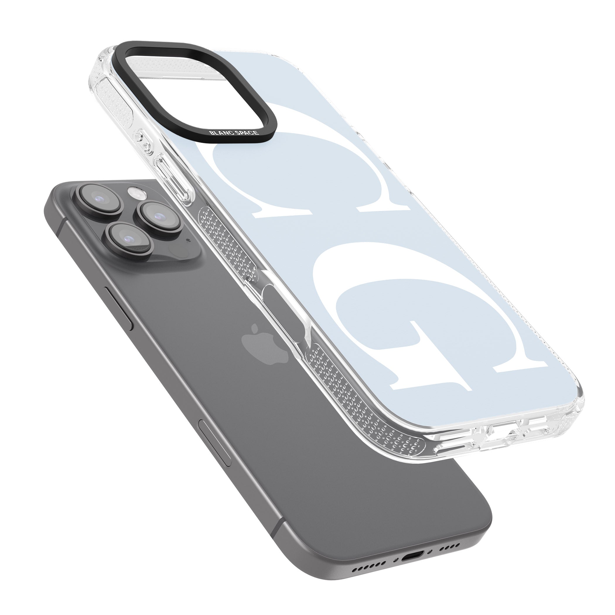 Personalised White & Blue Personalised iPhone 16 Pro Max / 16 Pro Clear Case Impact Air - Blanc Space
