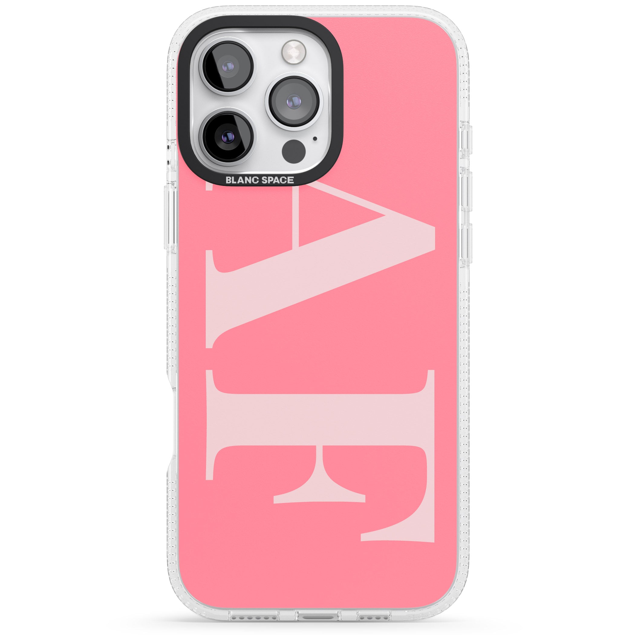 Personalised Light & Dark Pink Personalised iPhone 16 Pro Max / 16 Pro Clear Case Impact Air - Blanc Space