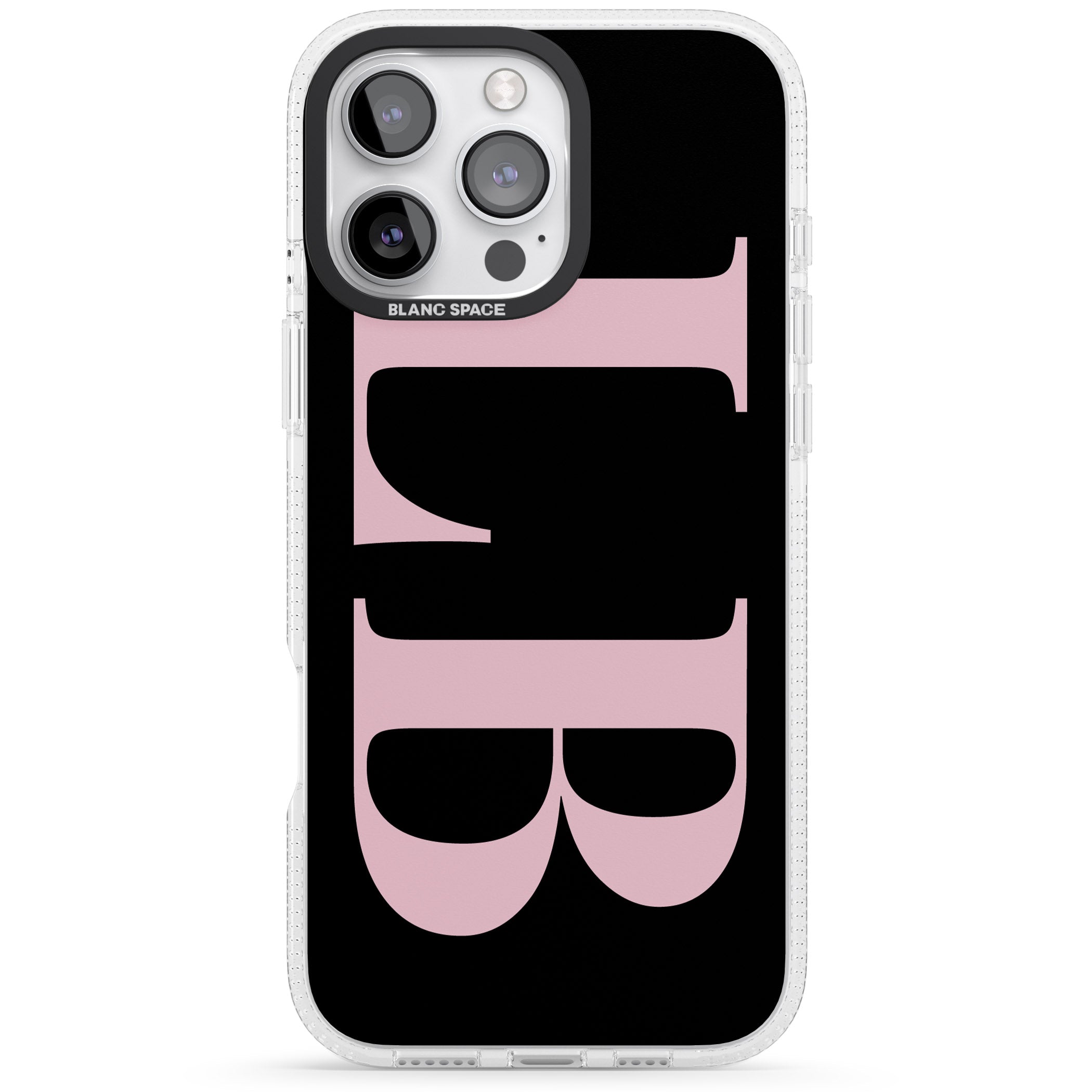 Personalised Pink & Black Letters iPhone 16 Pro Max / 16 Pro Clear Case Impact Air - Blanc Space