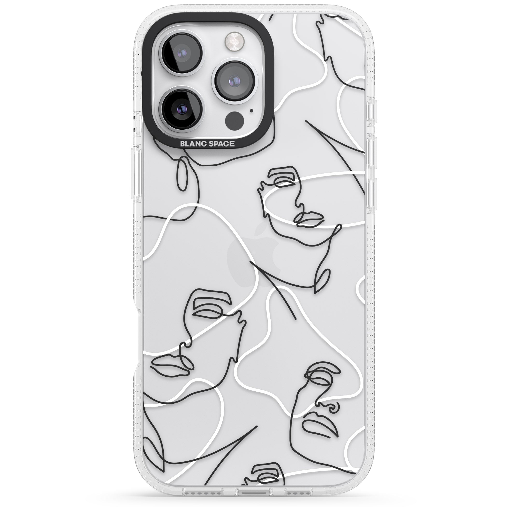 Personalised Abstract Faces iPhone 16 Pro Max / 16 Pro Clear Case Impact Air - Blanc Space