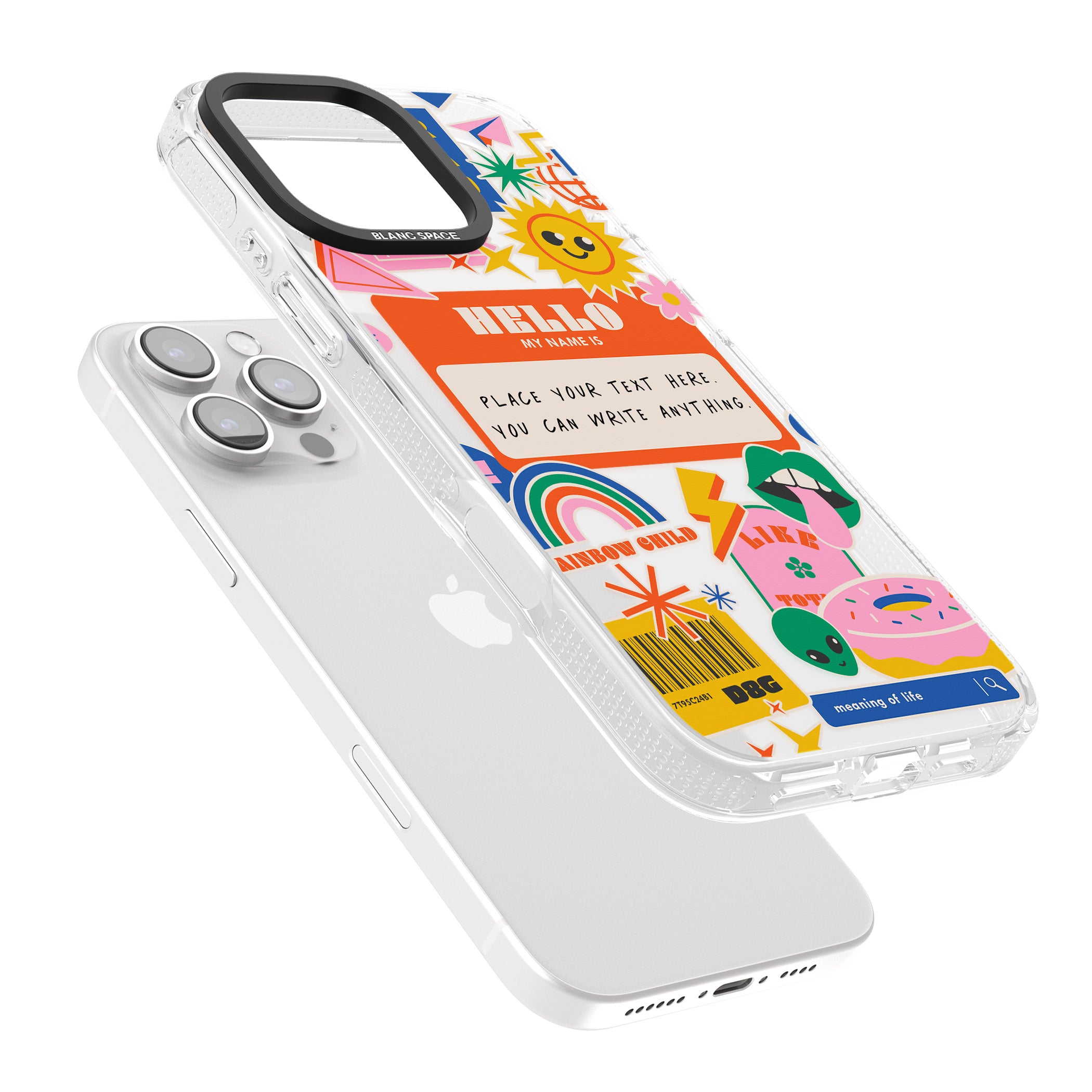 Personalised Nostalgia Sticker Mix #2 iPhone 16 Pro Max / 16 Pro Clear Case Impact Air - Blanc Space