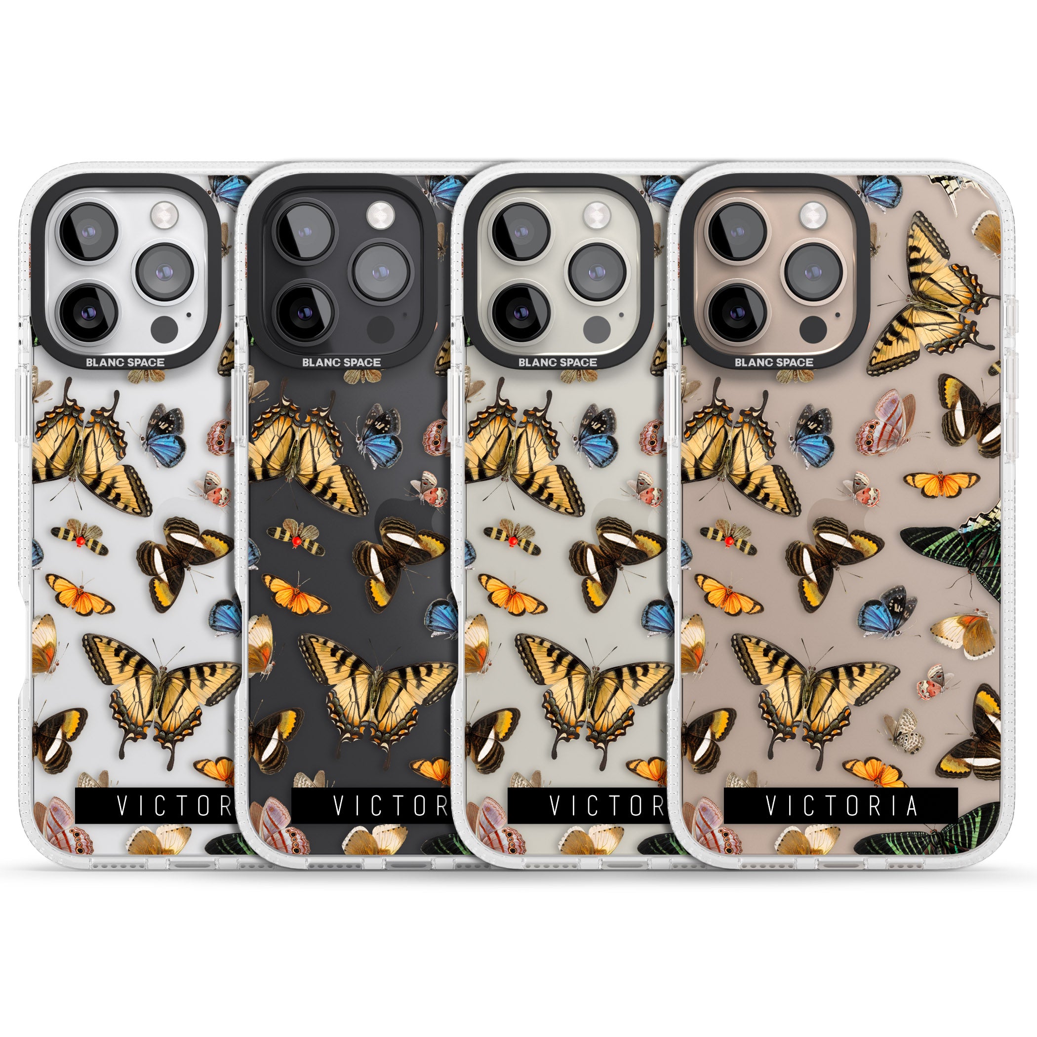Personalised Photorealistic Butterfly iPhone 16 Pro Max / 16 Pro Clear Case Impact Air - Blanc Space