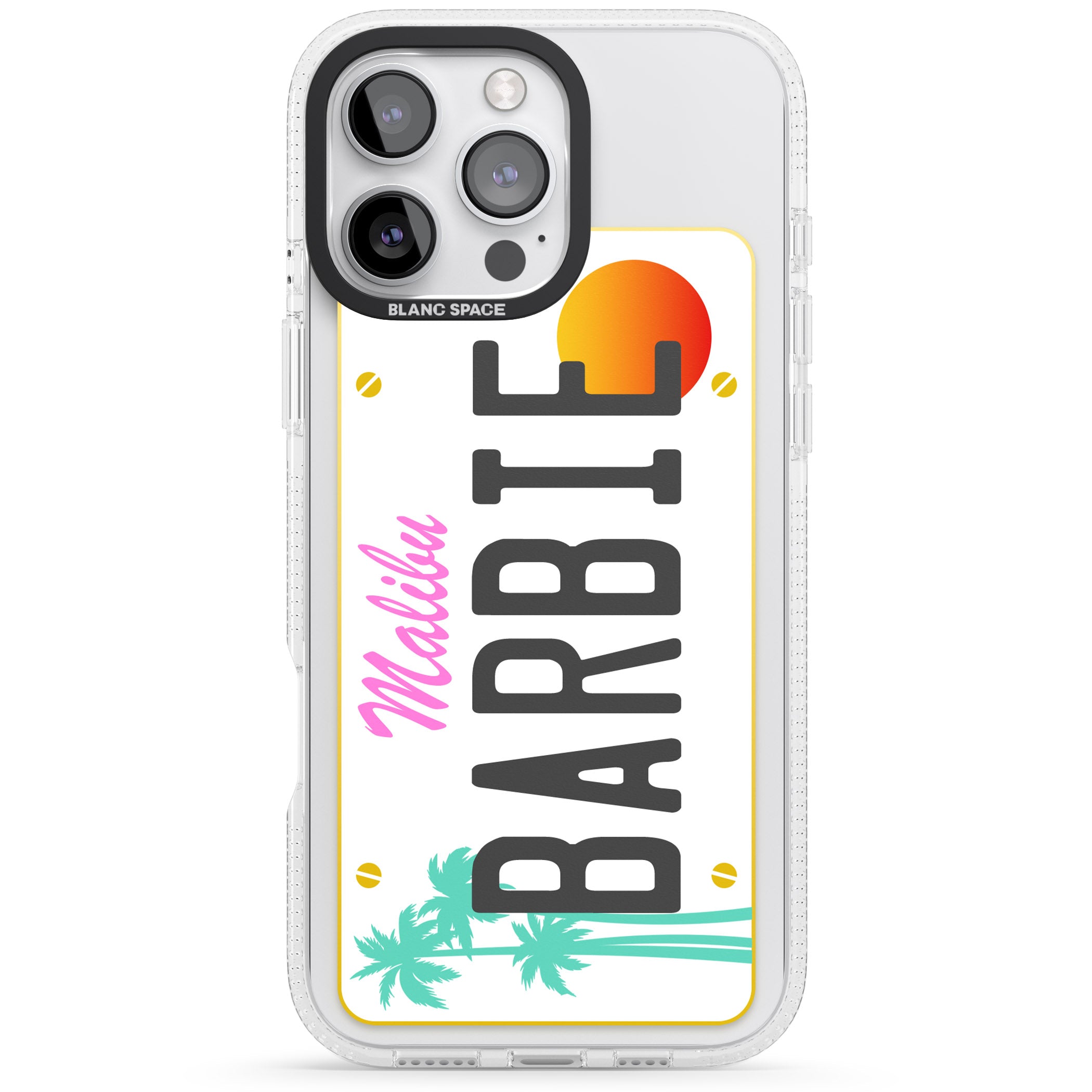 Personalised Malibu License Plate iPhone 16 Pro Max / 16 Pro Clear Case Impact Air - Blanc Space