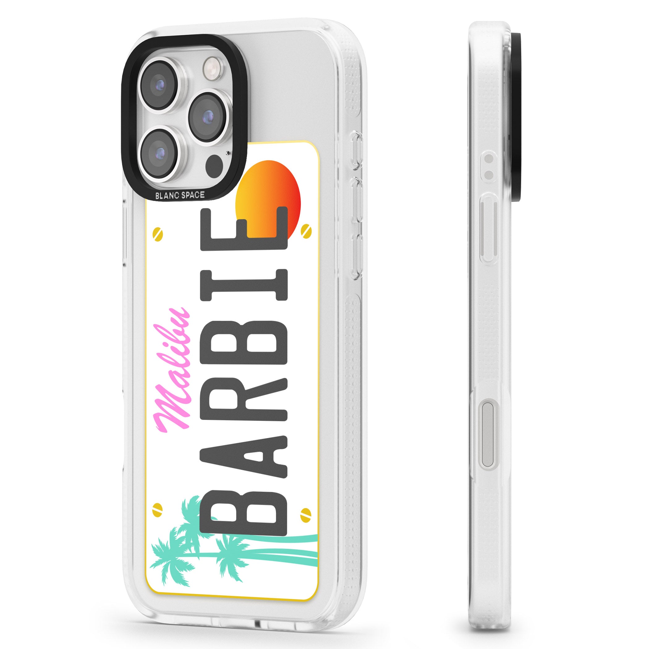 Personalised Malibu License Plate iPhone 16 Pro Max / 16 Pro Clear Case Impact Air - Blanc Space