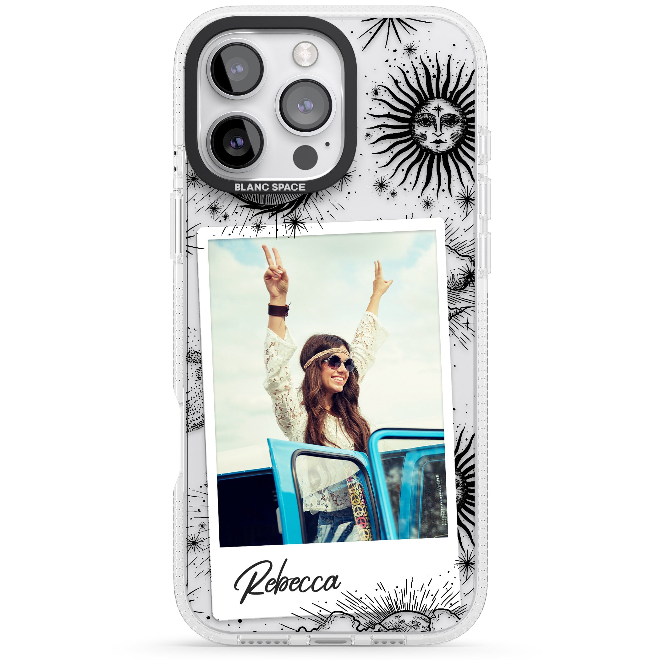 Personalised Astrology Instant Photo iPhone 16 Pro Max / 16 Pro Clear Case Impact Air - Blanc Space