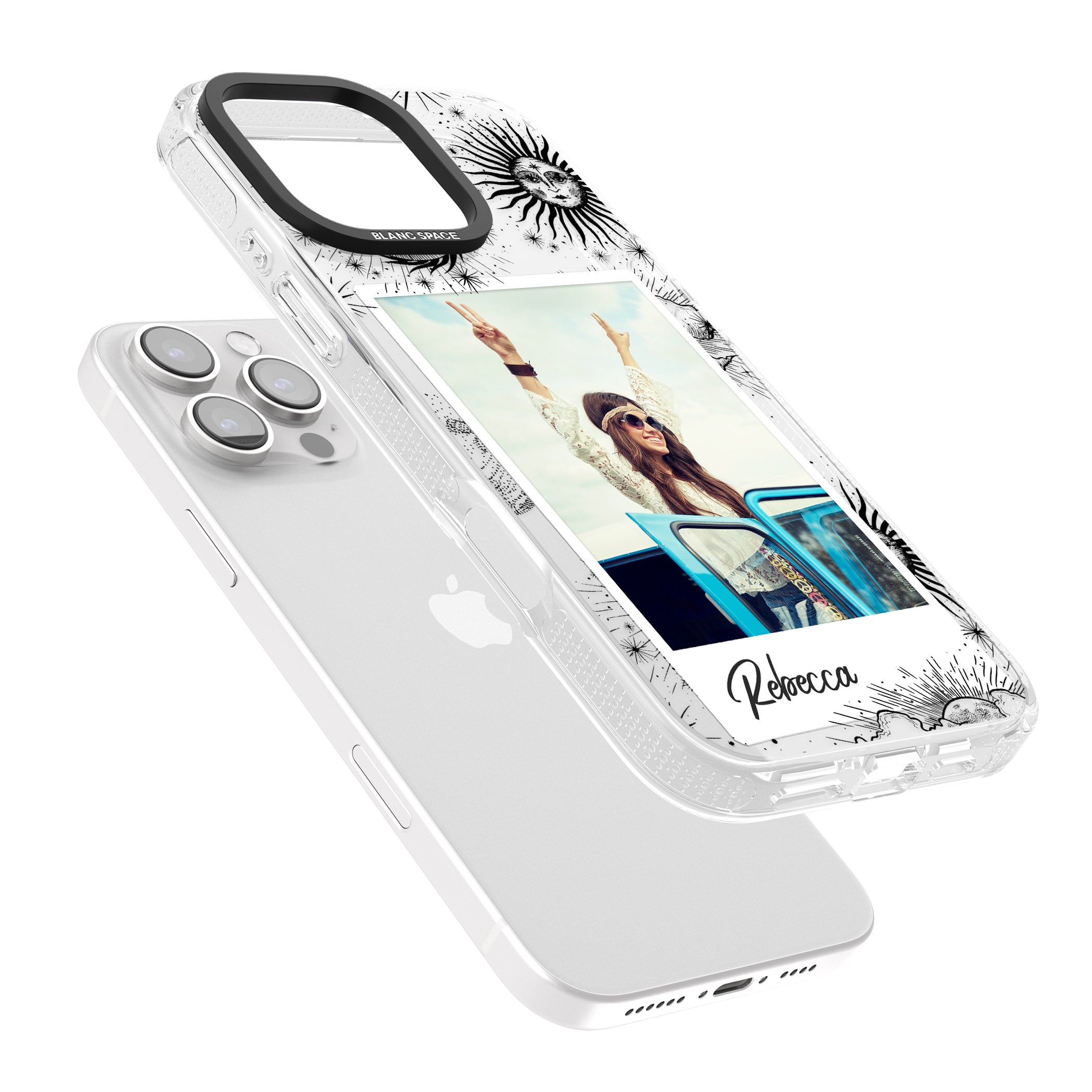 Personalised Astrology Instant Photo iPhone 16 Pro Max / 16 Pro Clear Case Impact Air - Blanc Space