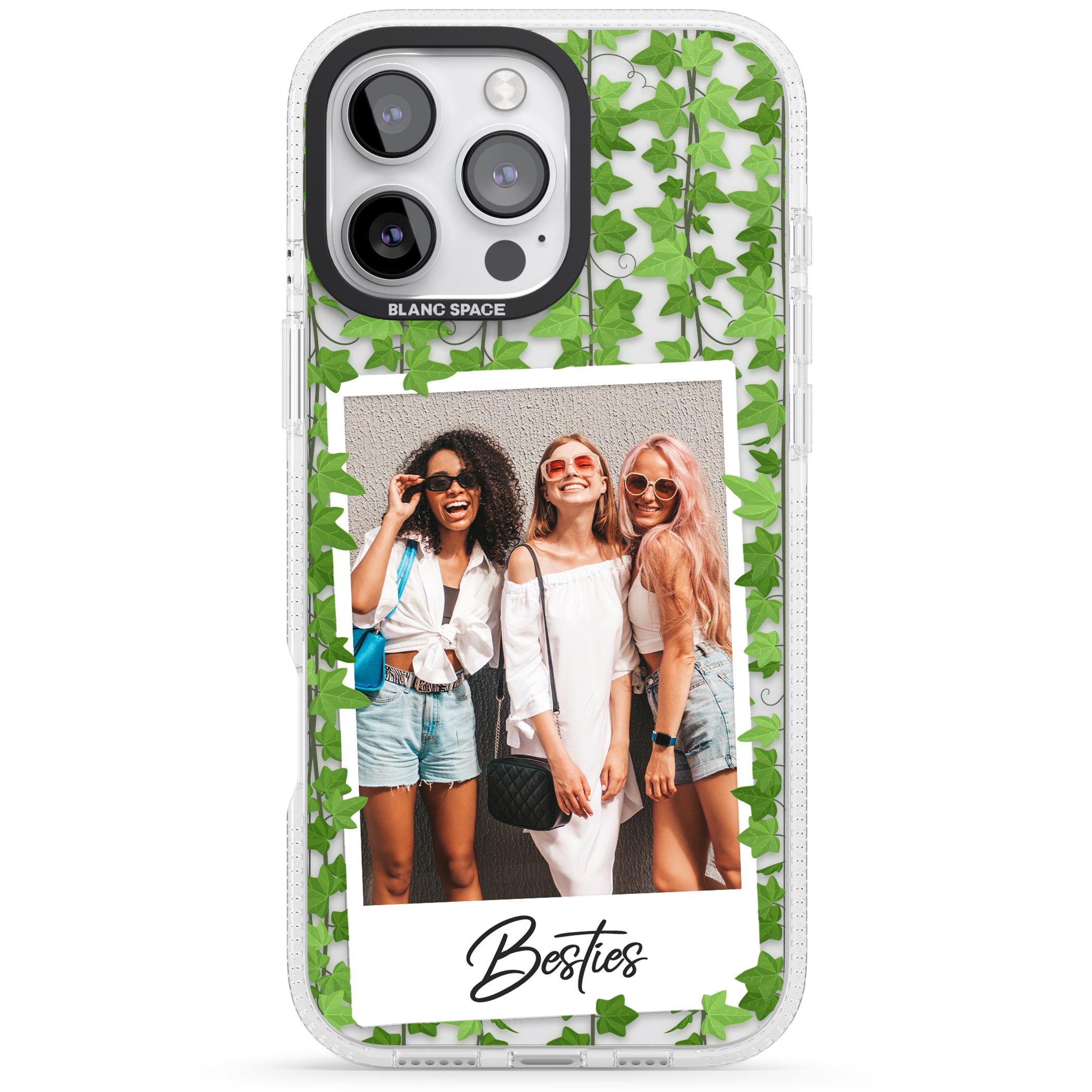 Personalised Ivy Vine Instant Photo iPhone 16 Pro Max / 16 Pro Clear Case Impact Air - Blanc Space