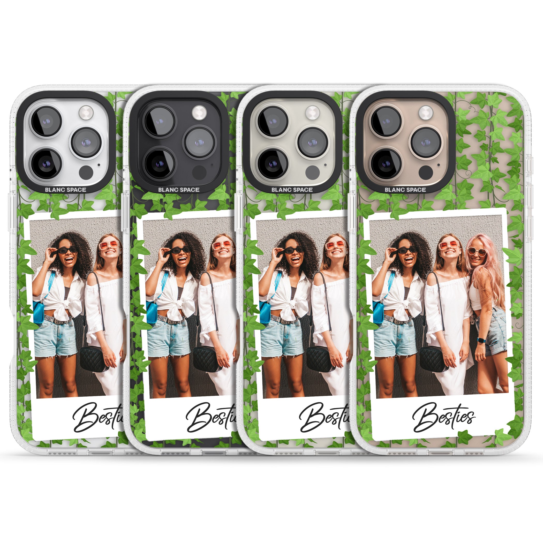Personalised Ivy Vine Instant Photo iPhone 16 Pro Max / 16 Pro Clear Case Impact Air - Blanc Space