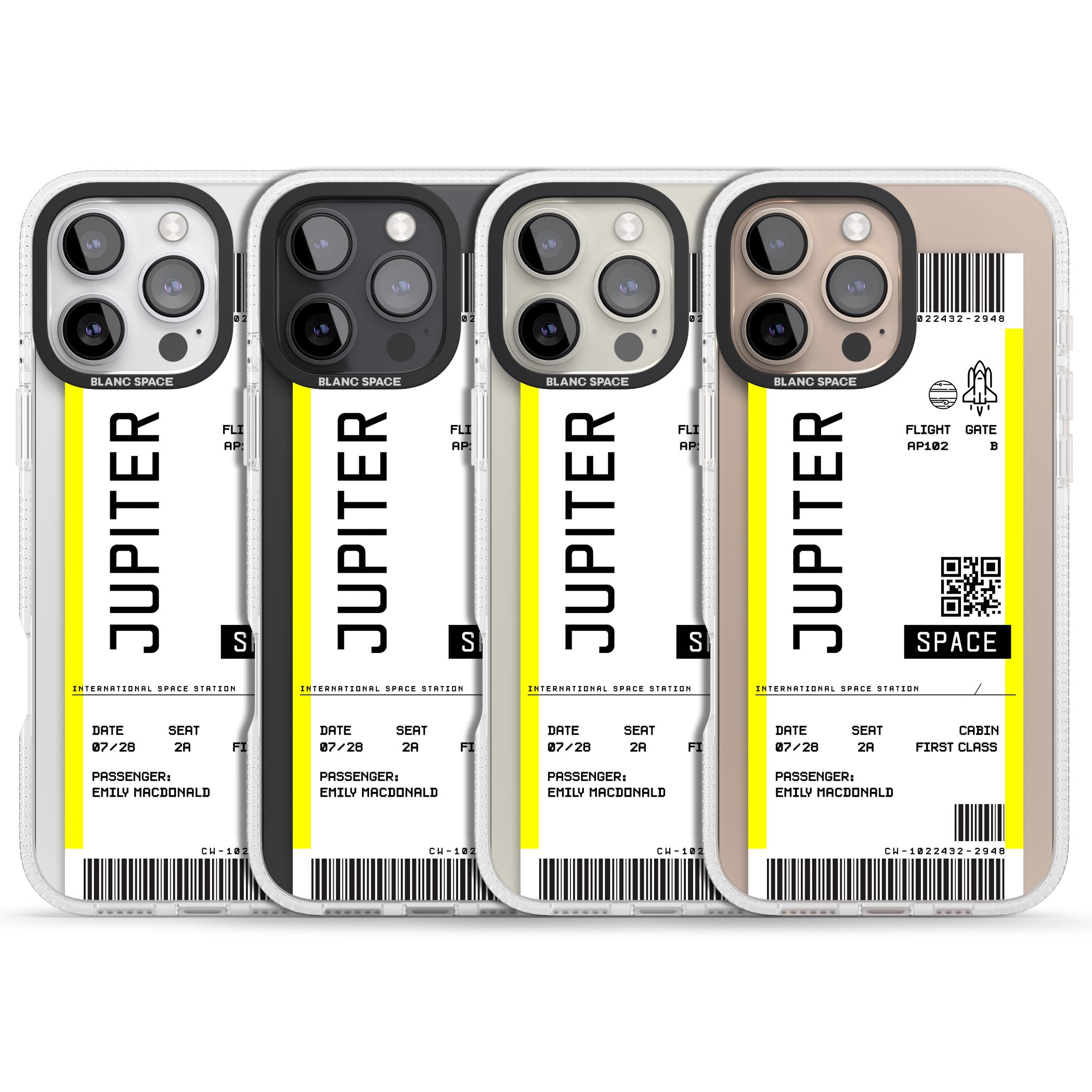 Personalised Jupiter Travel Ticket iPhone 16 Pro Max / 16 Pro Clear Case Impact Air - Blanc Space