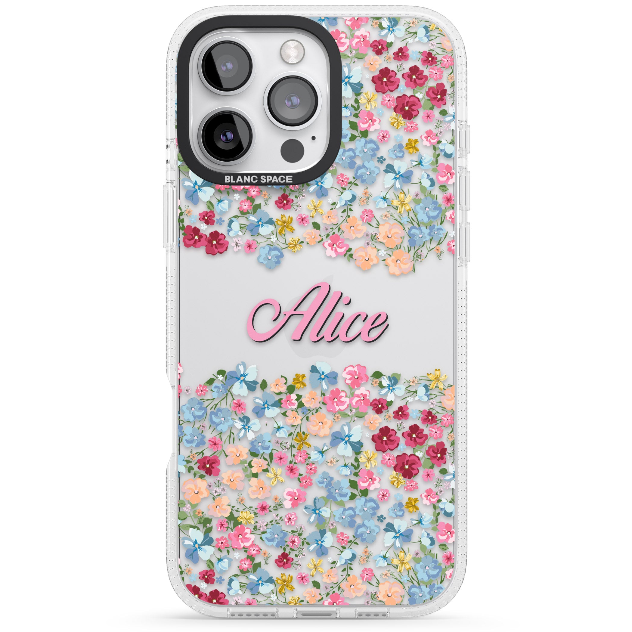 Personalised Venetian Meadow iPhone 16 Pro Max / 16 Pro Clear Case Impact Air - Blanc Space