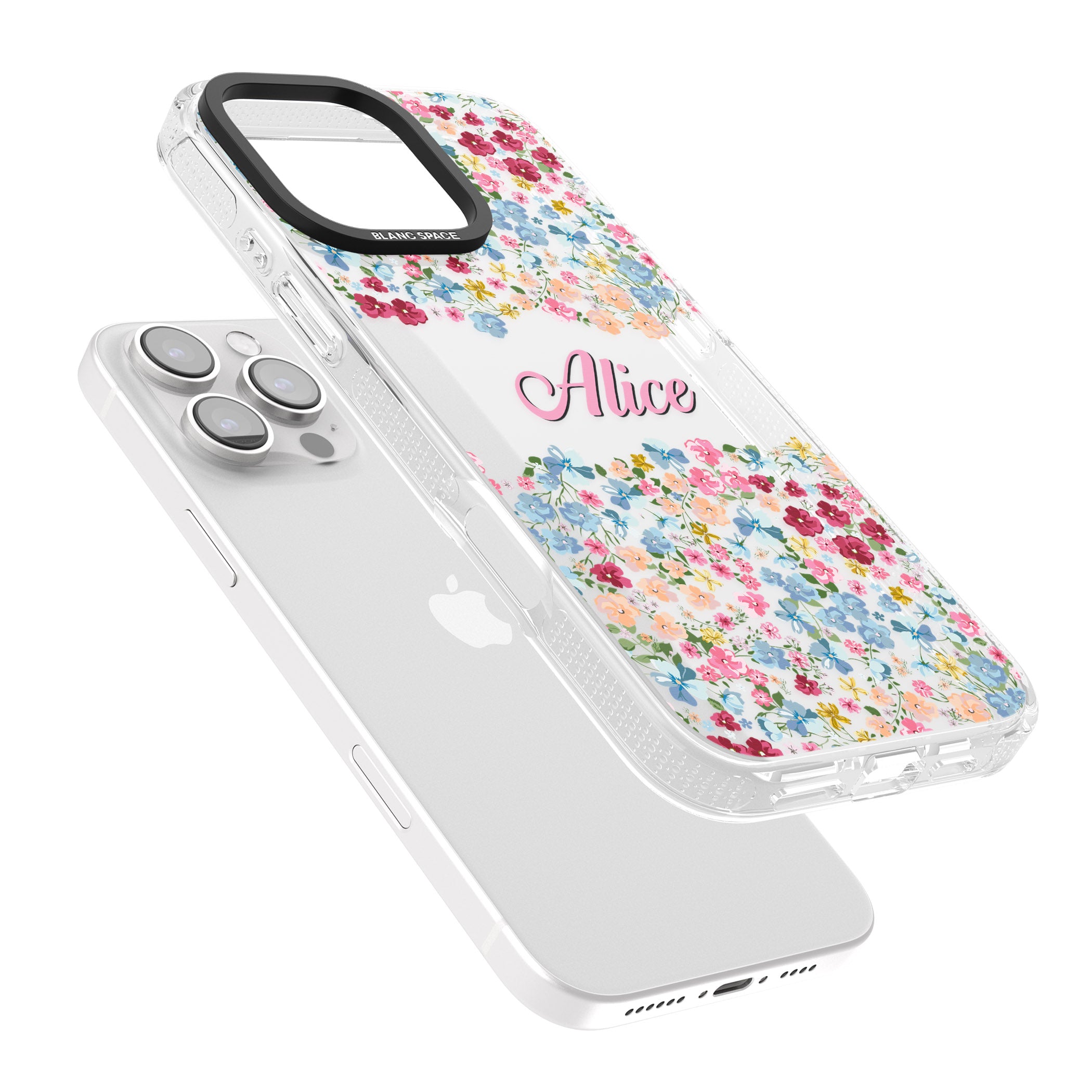 Personalised Venetian Meadow iPhone 16 Pro Max / 16 Pro Clear Case Impact Air - Blanc Space
