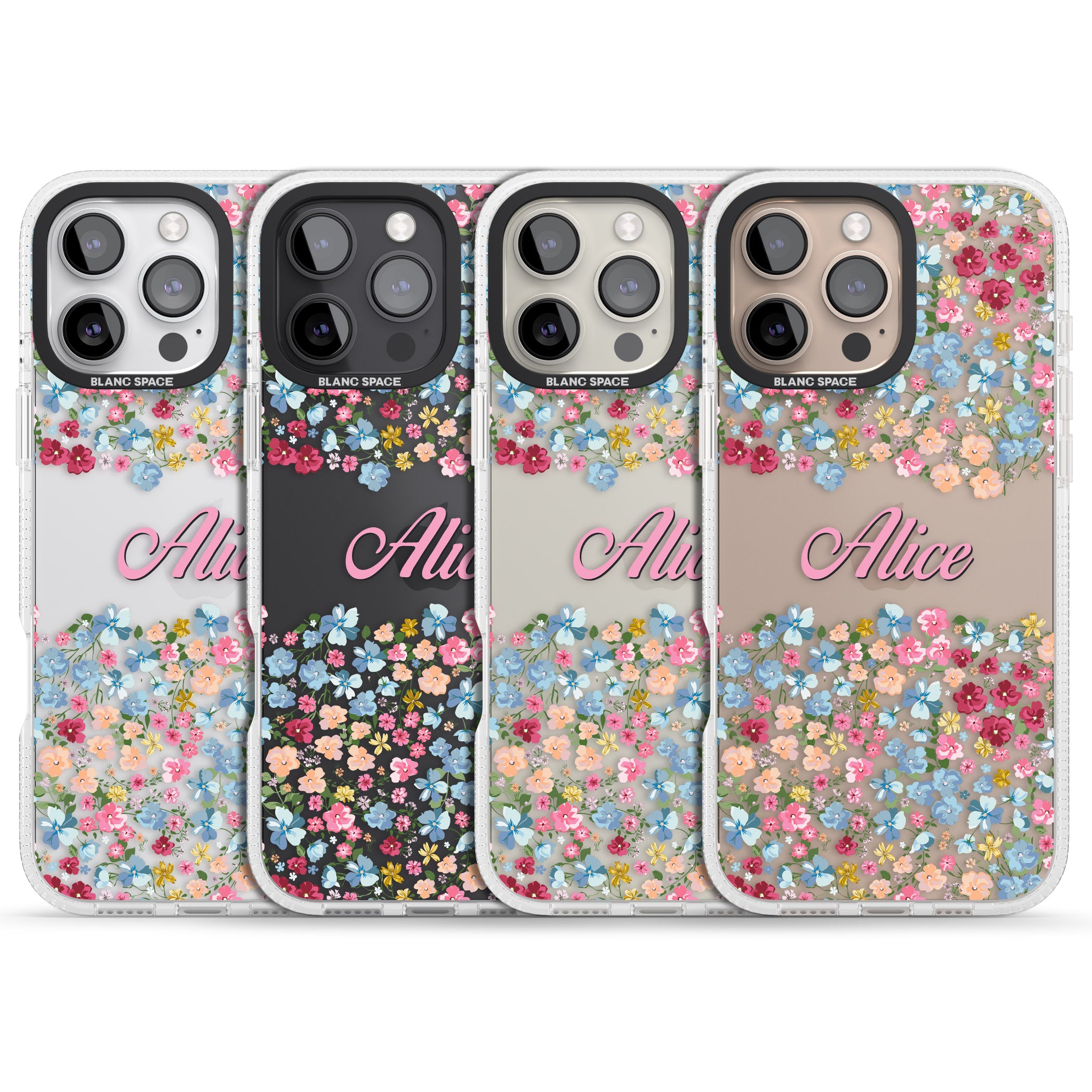 Personalised Venetian Meadow iPhone 16 Pro Max / 16 Pro Clear Case Impact Air - Blanc Space