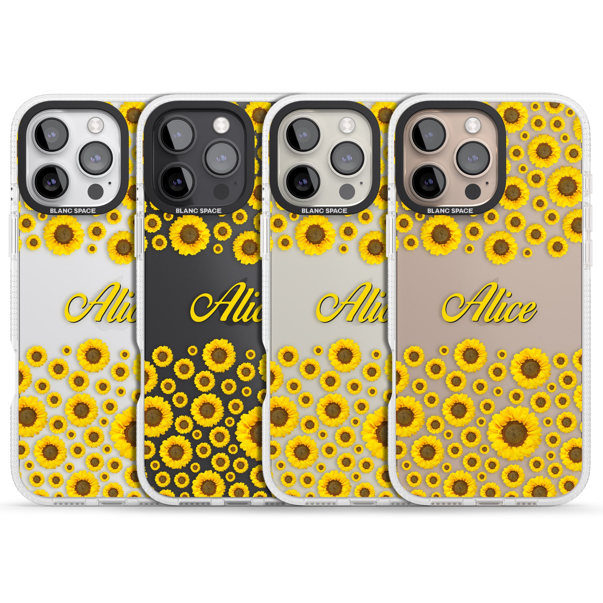 Personalised Sunflowers iPhone 16 Pro Max / 16 Pro Clear Case Impact Air - Blanc Space