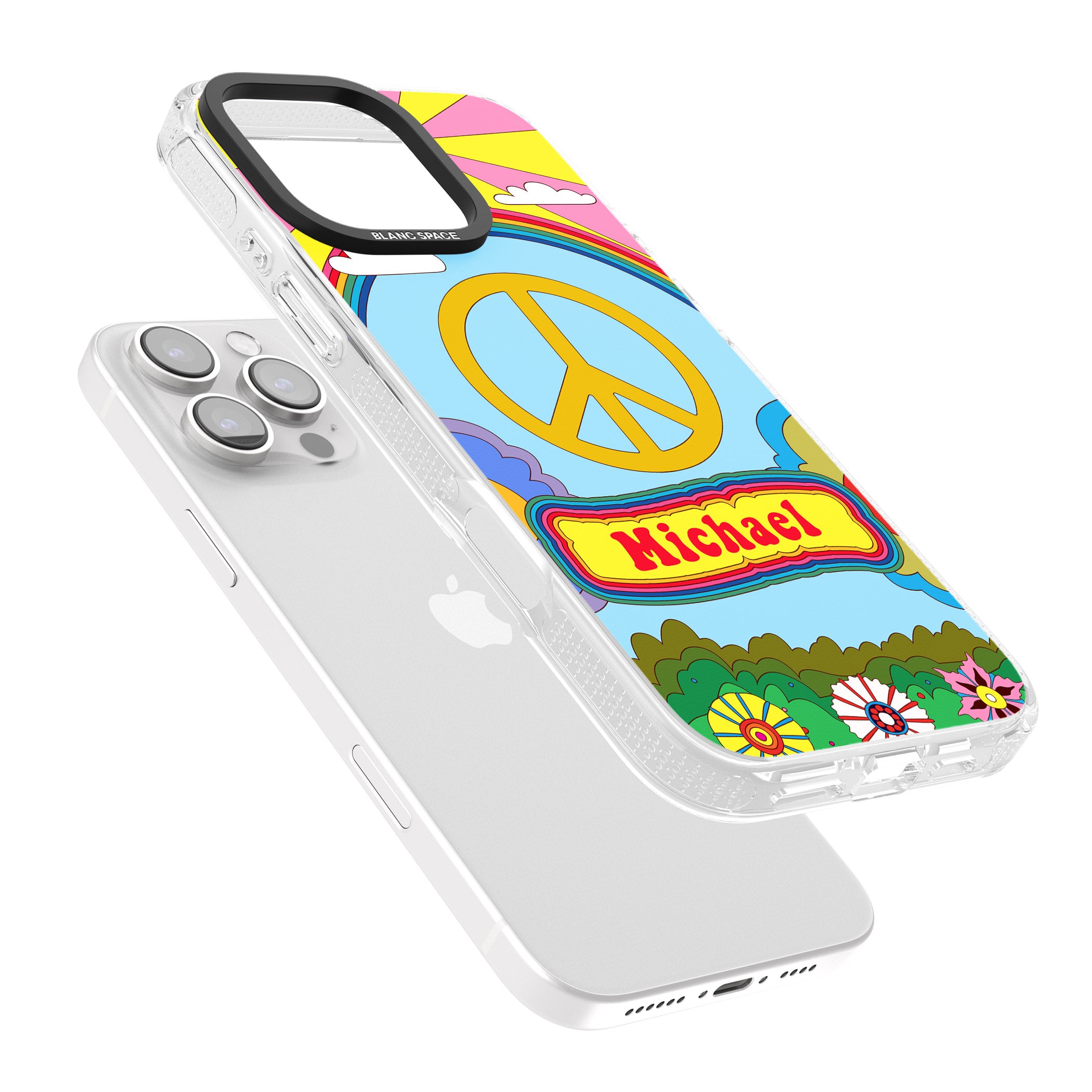 Personalised Happy Days iPhone 16 Pro Max / 16 Pro Clear Case Impact Air - Blanc Space