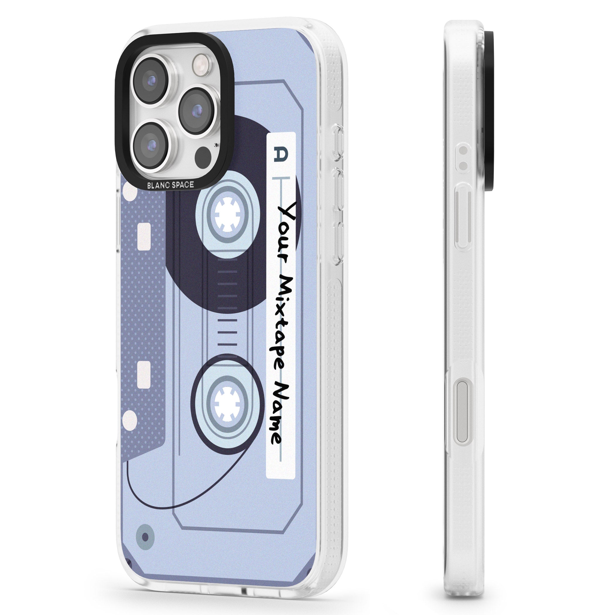 Personalised Industrial Mixtape iPhone 16 Pro Max / 16 Pro Clear Case Impact Air - Blanc Space