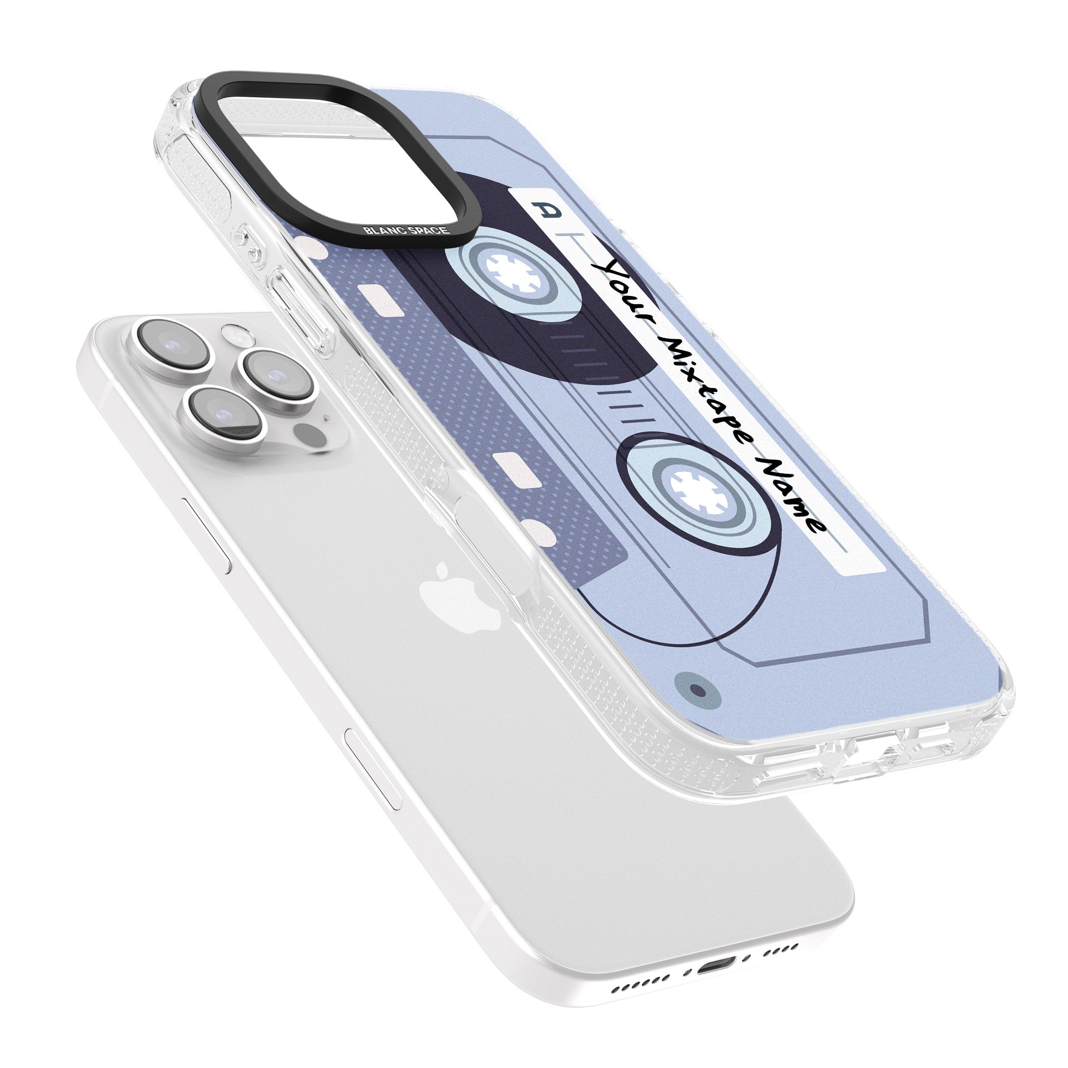 Personalised Industrial Mixtape iPhone 16 Pro Max / 16 Pro Clear Case Impact Air - Blanc Space