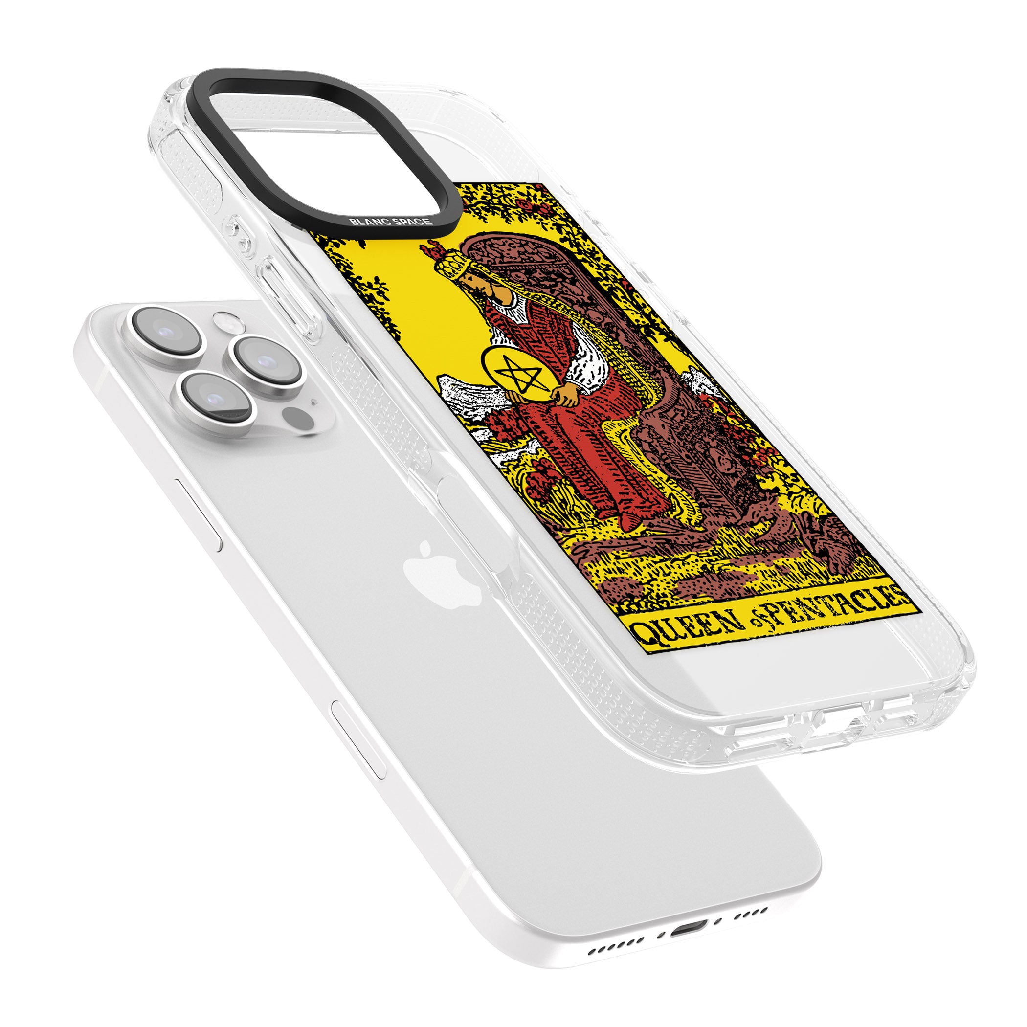 Personalised Queen of Pentacles Tarot Card - Colour iPhone 16 Pro Max / 16 Pro Clear Case Impact Air - Blanc Space