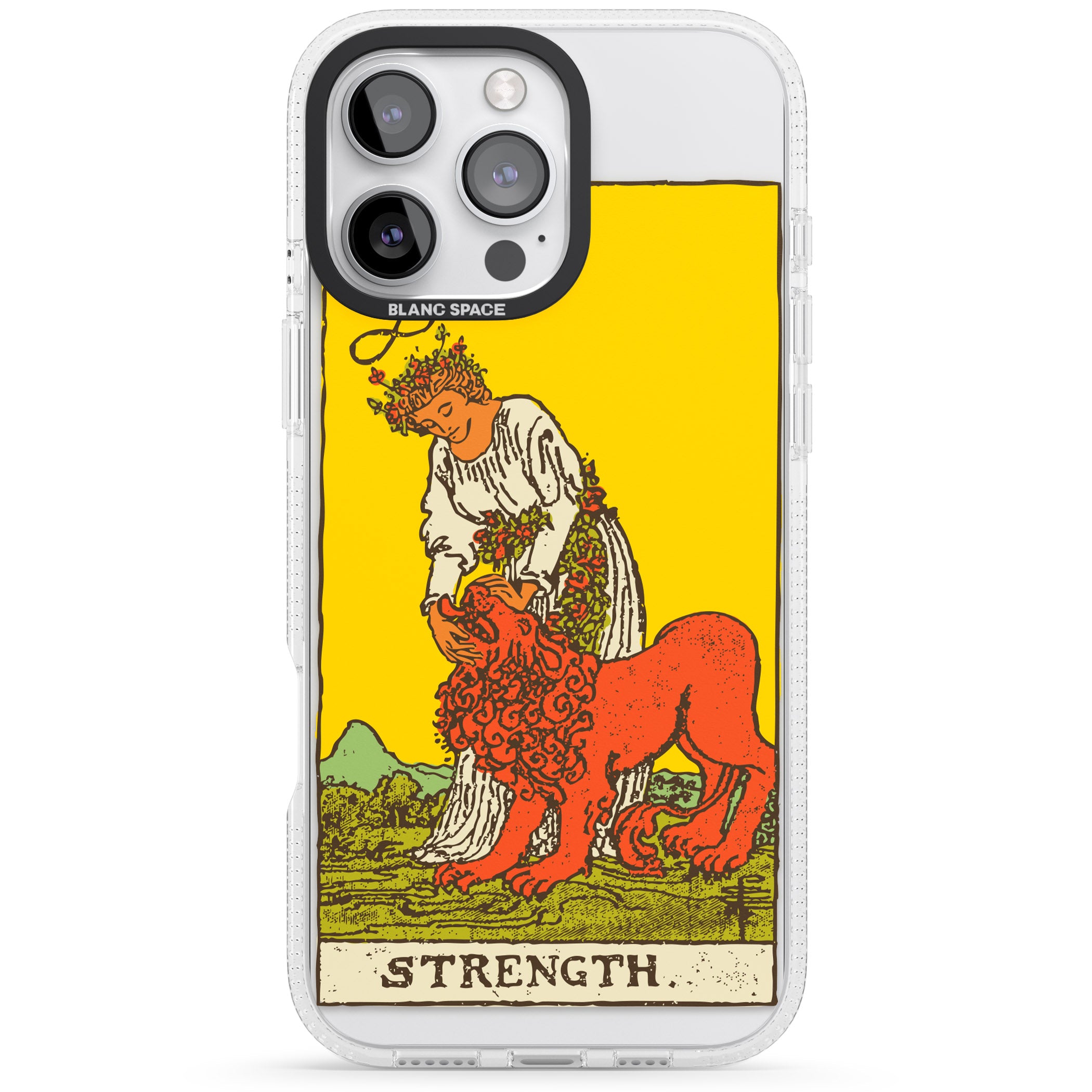 Personalised Strength Tarot Card - Colour iPhone 16 Pro Max / 16 Pro Clear Case Impact Air - Blanc Space