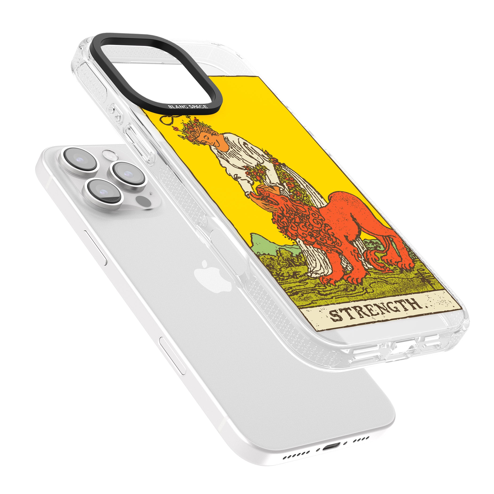 Personalised Strength Tarot Card - Colour iPhone 16 Pro Max / 16 Pro Clear Case Impact Air - Blanc Space