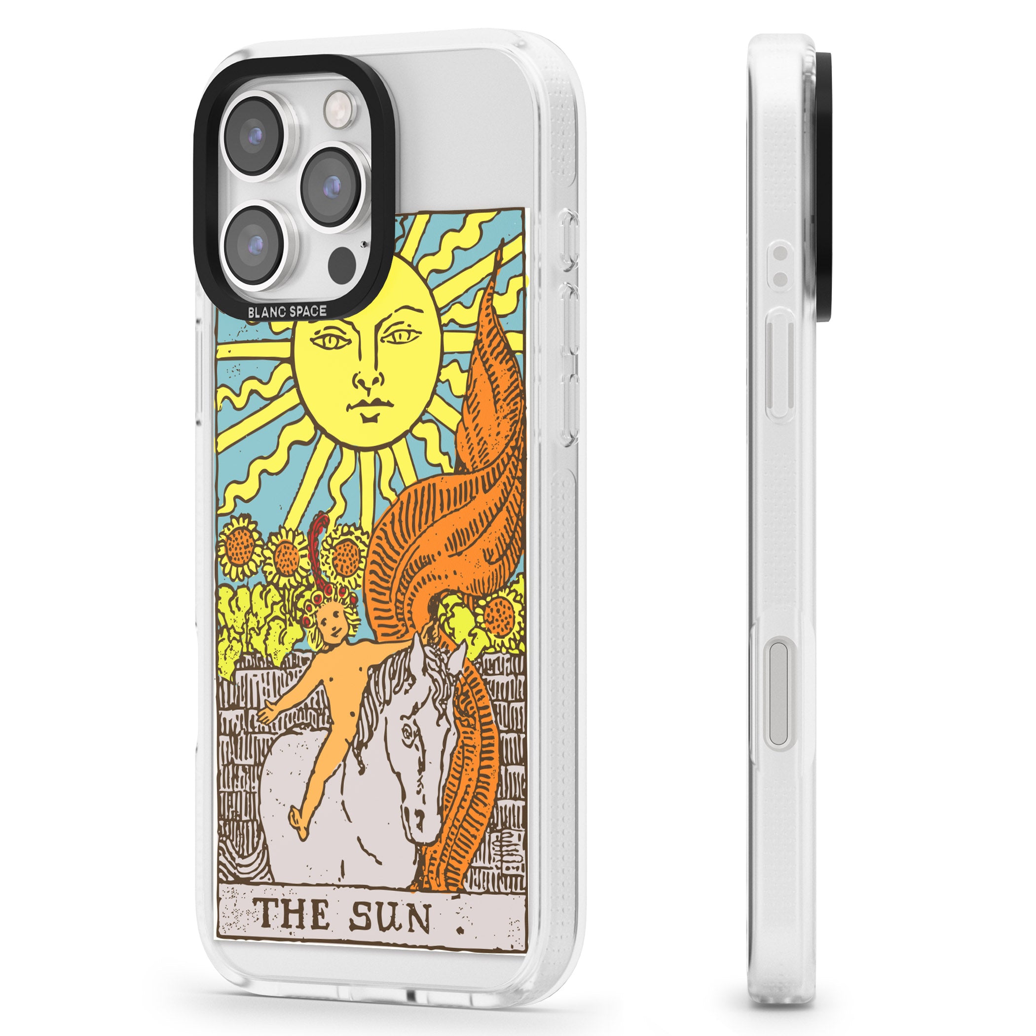 Personalised The Sun Tarot Card - Colour iPhone 16 Pro Max / 16 Pro Clear Case Impact Air - Blanc Space