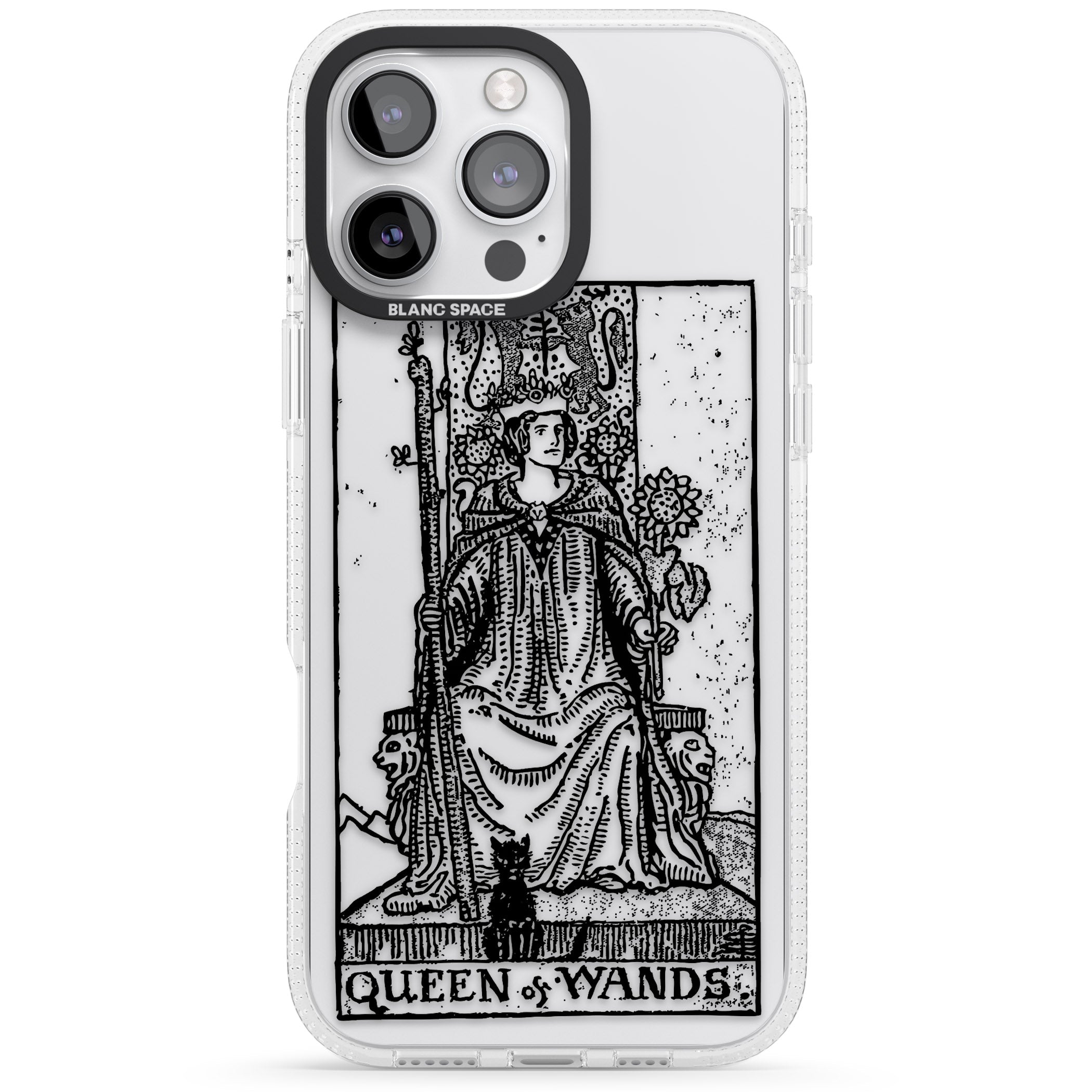 Personalised Queen of Wands Tarot Card - Transparent iPhone 16 Pro Max / 16 Pro Clear Case Impact Air - Blanc Space