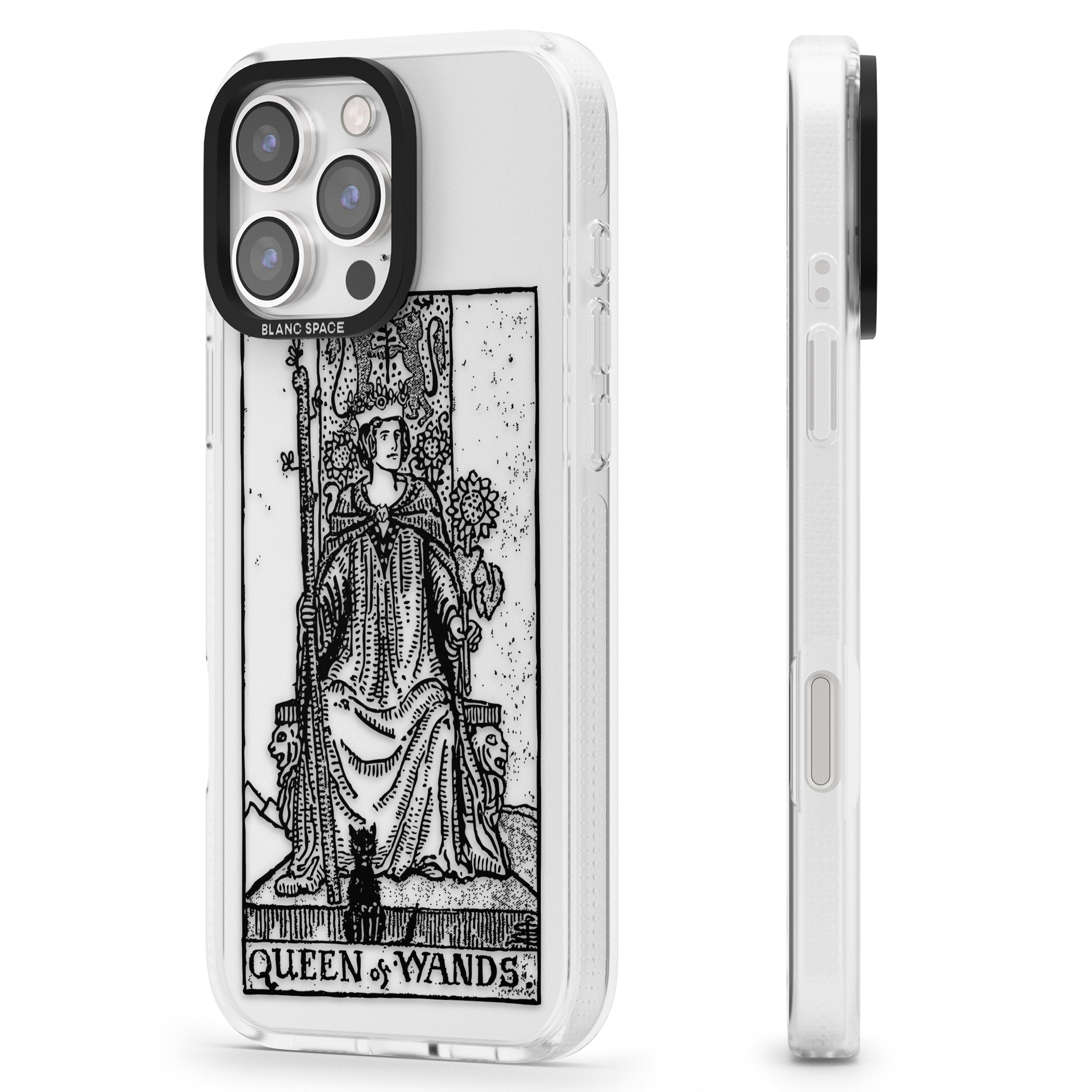 Personalised Queen of Wands Tarot Card - Transparent iPhone 16 Pro Max / 16 Pro Clear Case Impact Air - Blanc Space