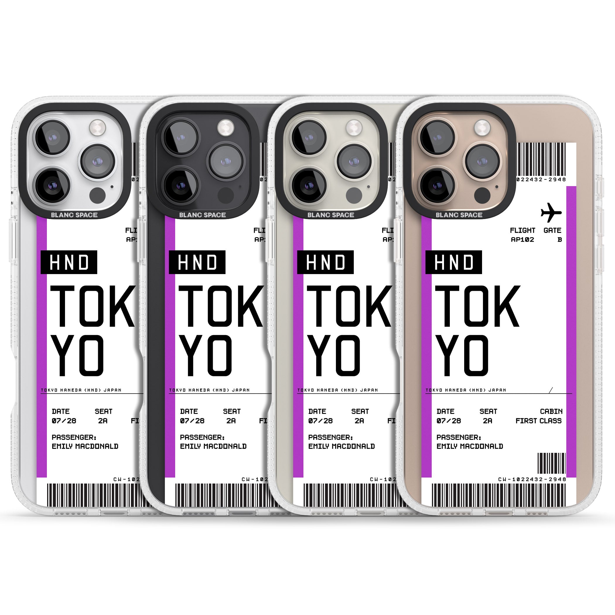 Personalised Tokyo Boarding Pass iPhone 16 Pro Max / 16 Pro Clear Case Impact Air - Blanc Space